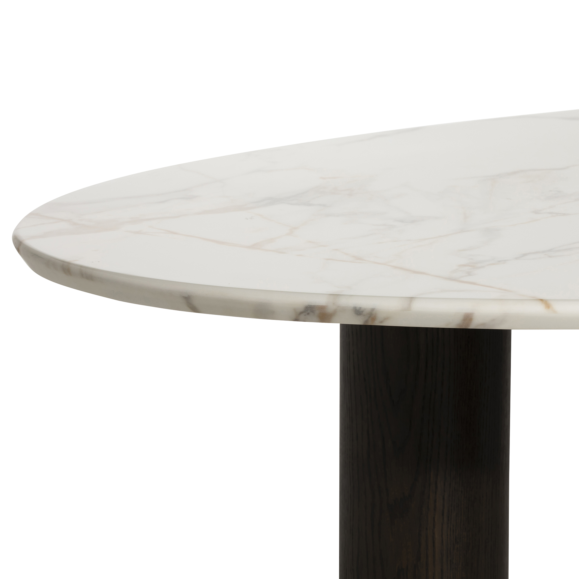 Nord Marble Effect Coffee Table, Engineered Wood White Oak Veneer Leg With Brown Finish