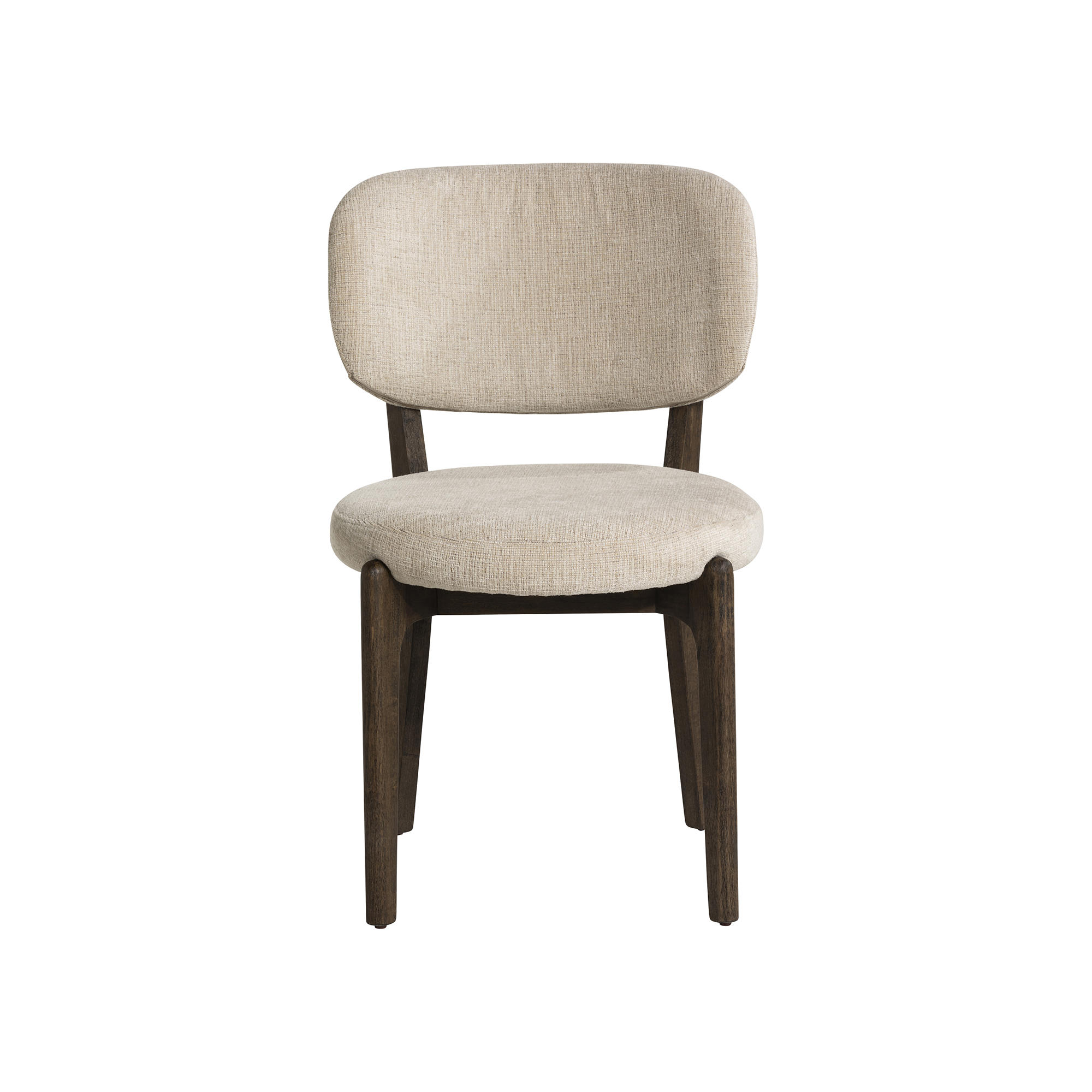 Nord Neutral Fabric Dining Chair, Rubber Wood, Dark Finish and Encore