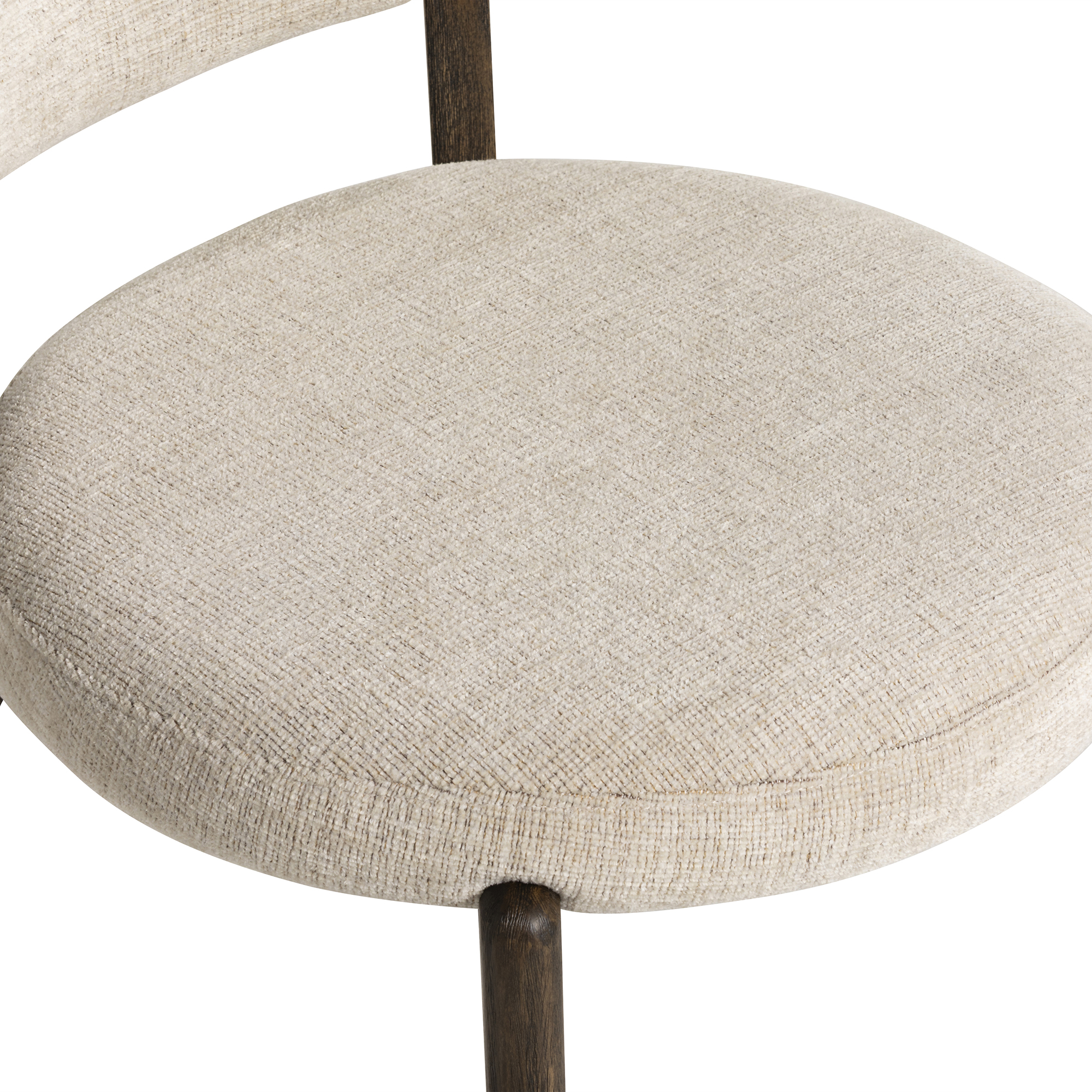 Nord Neutral Fabric Dining Chair, Rubber Wood, Dark Finish and Encore