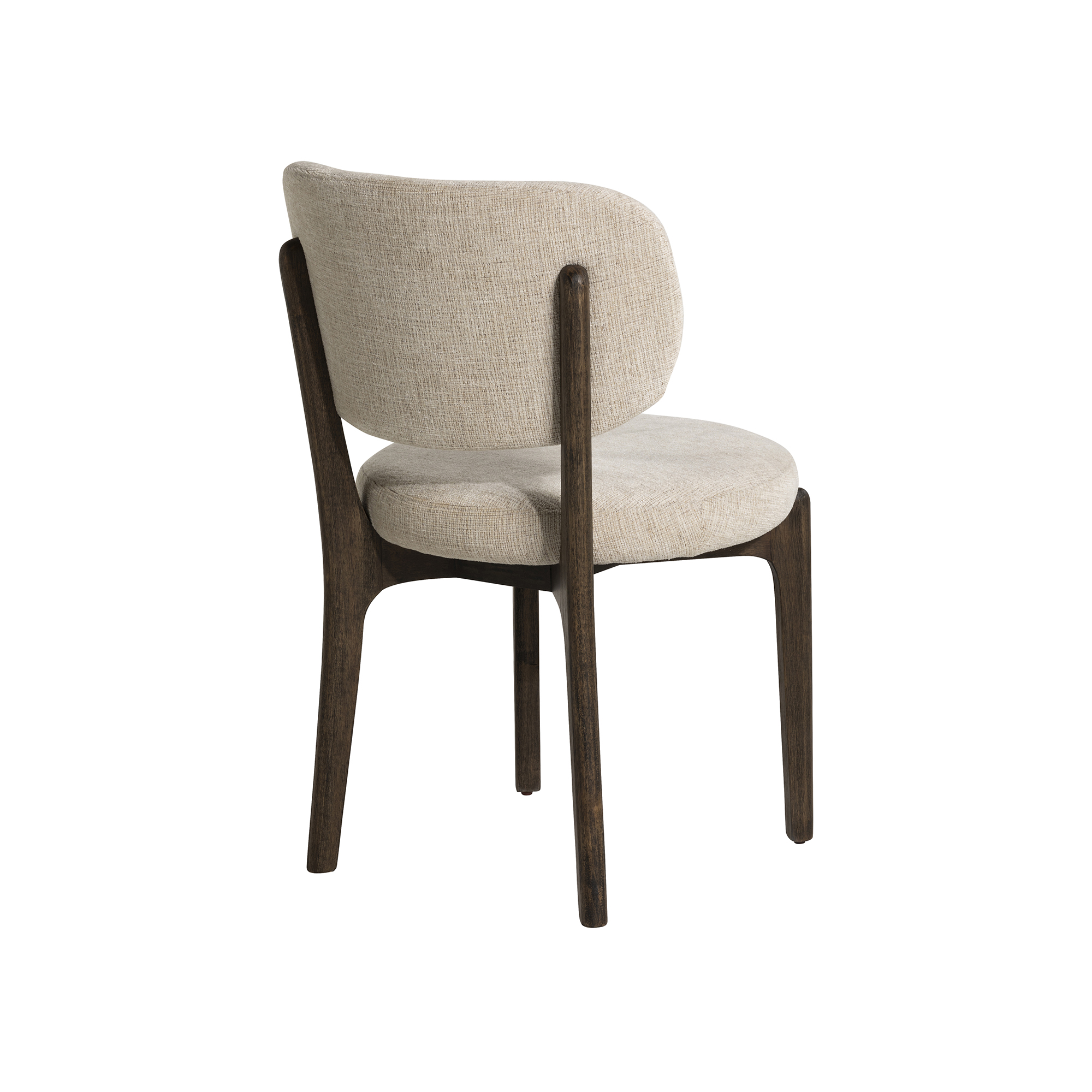 Nord Neutral Fabric Dining Chair, Rubber Wood, Dark Finish and Encore