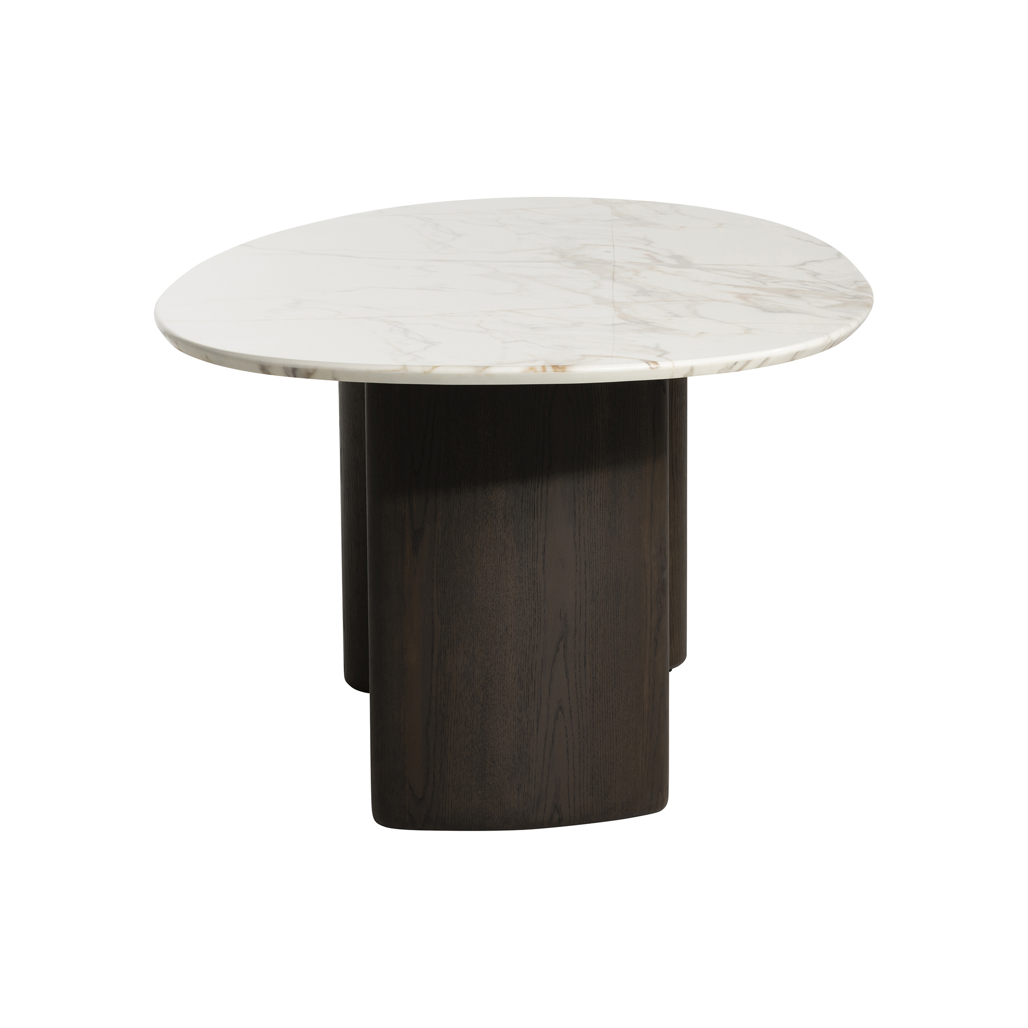 Nord Marble Effect Dining Table, Engineered Wood White Oak Veneer Leg With Brown Finish