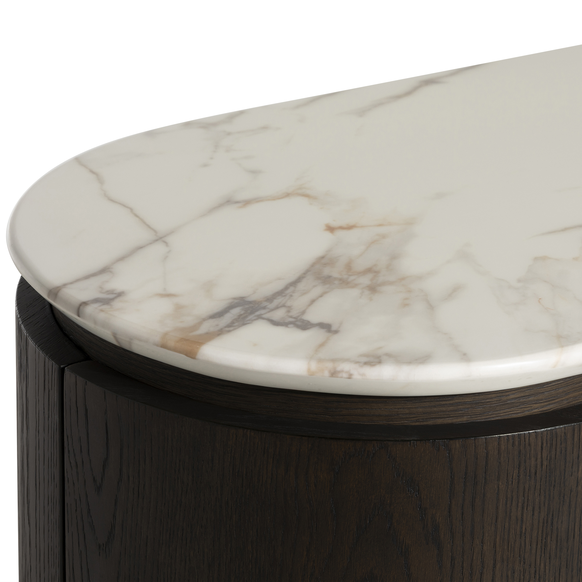 Nord Marble Effect Sideboard, Engineered Wood White Oak Veneer Leg With Brown Finish