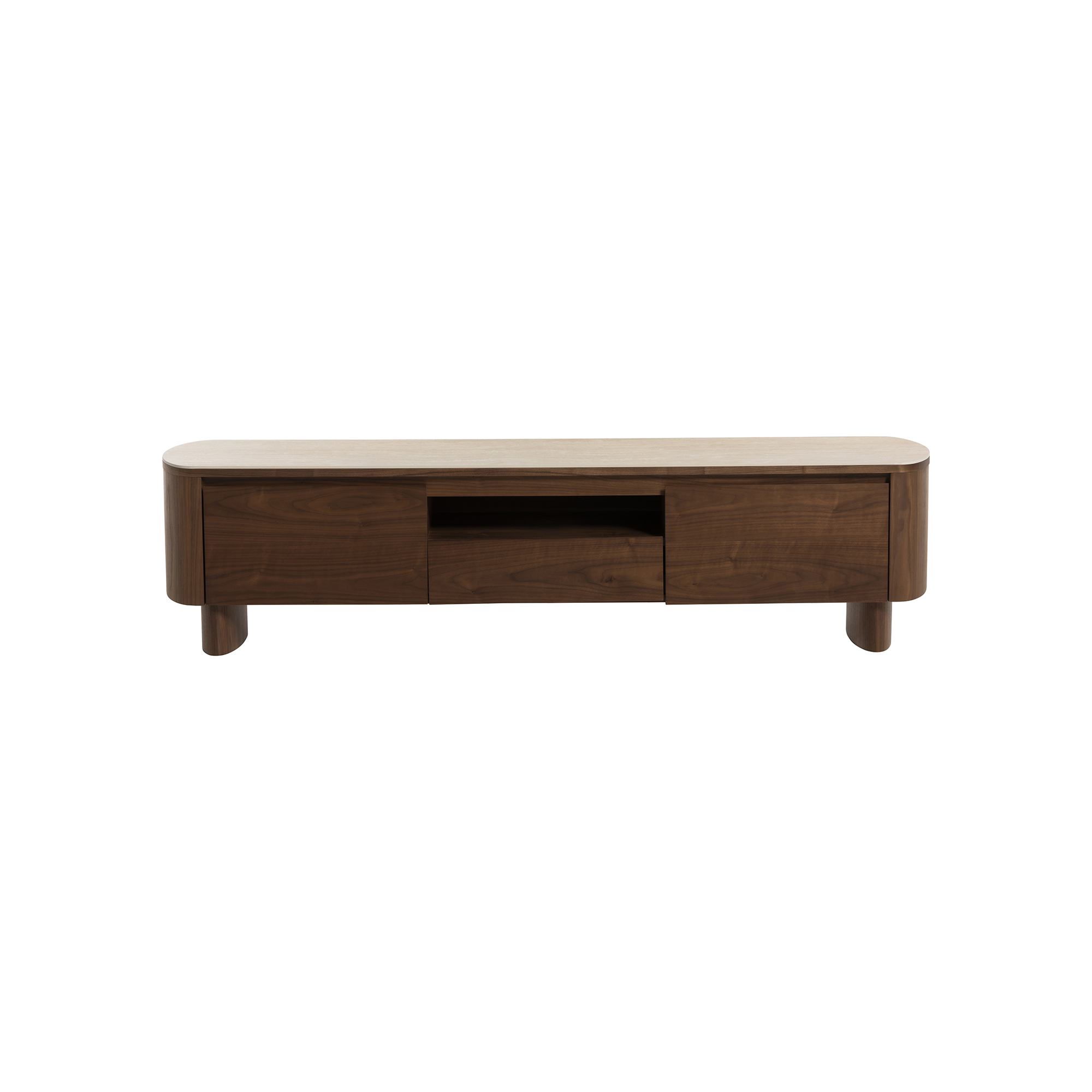Sumida Ceramic Topped TV Unit, Natural Walnut Veneer