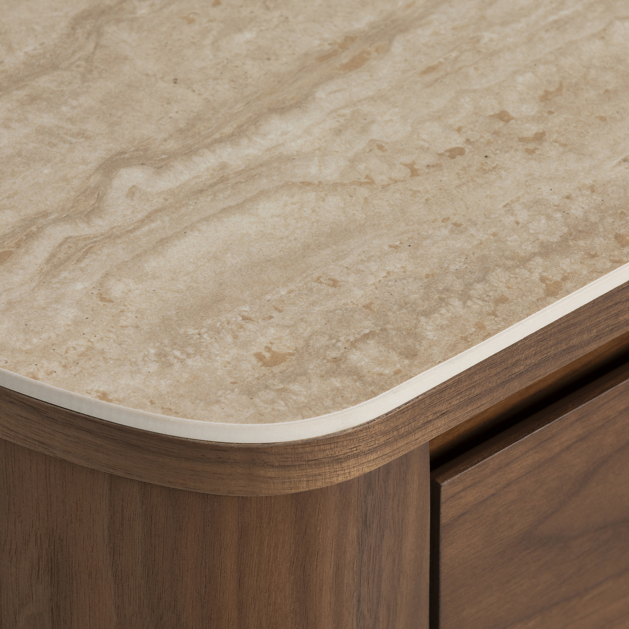 Sumida Ceramic Topped TV Unit, Natural Walnut Veneer