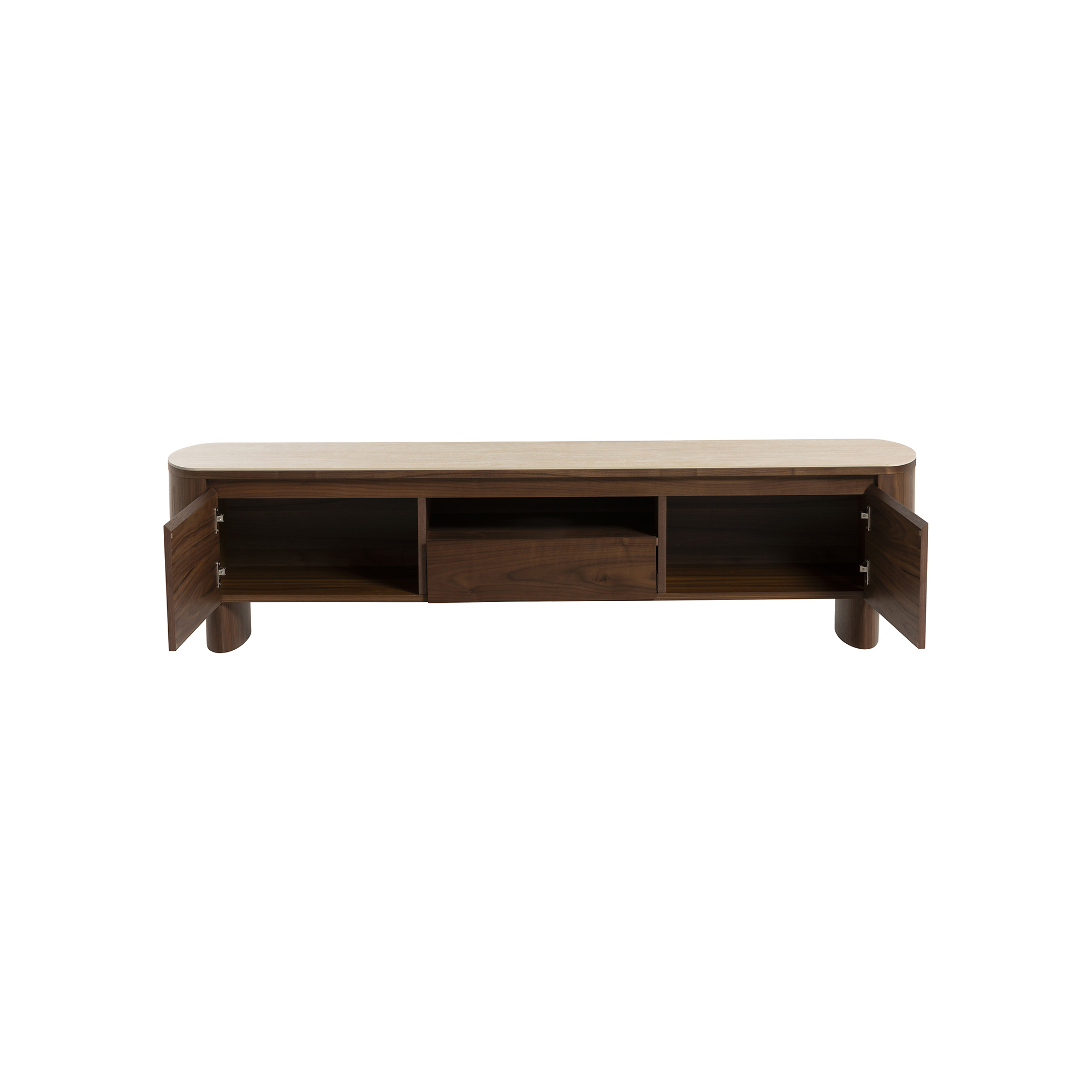 Sumida Ceramic Topped TV Unit, Natural Walnut Veneer
