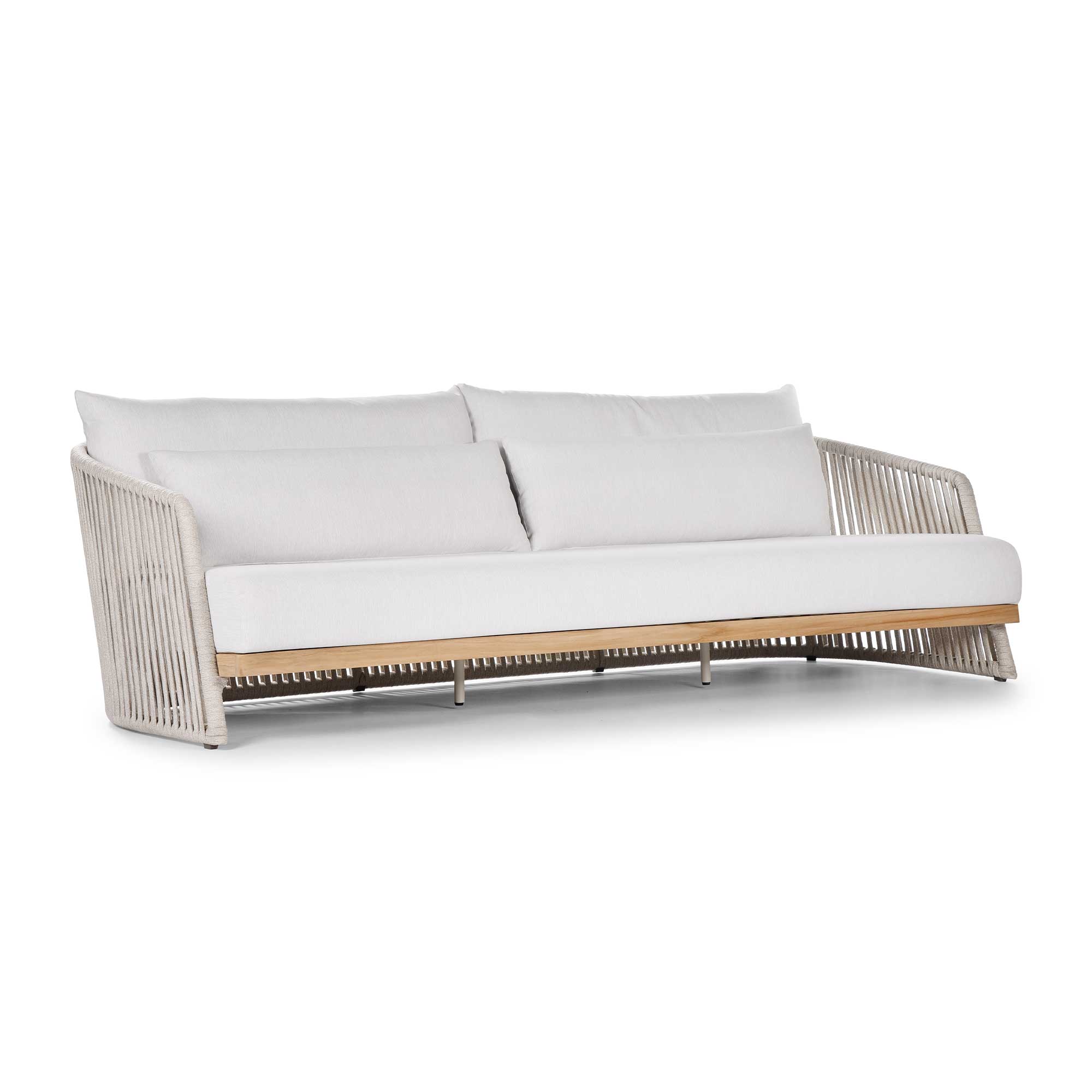 Chania Grey and Teak and Rope Weave Garden Sofa