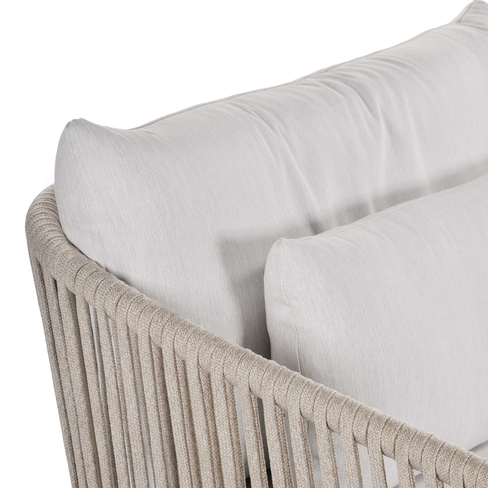 Chania Grey and Teak and Rope Weave Garden Sofa