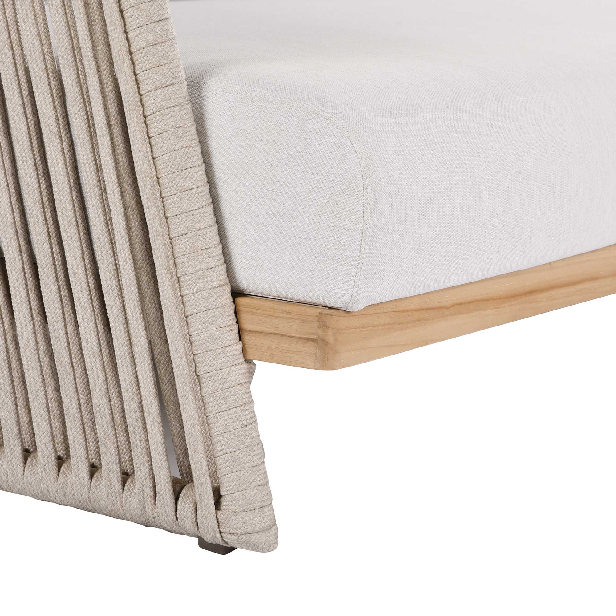 Chania Grey and Teak and Rope Weave Garden Sofa