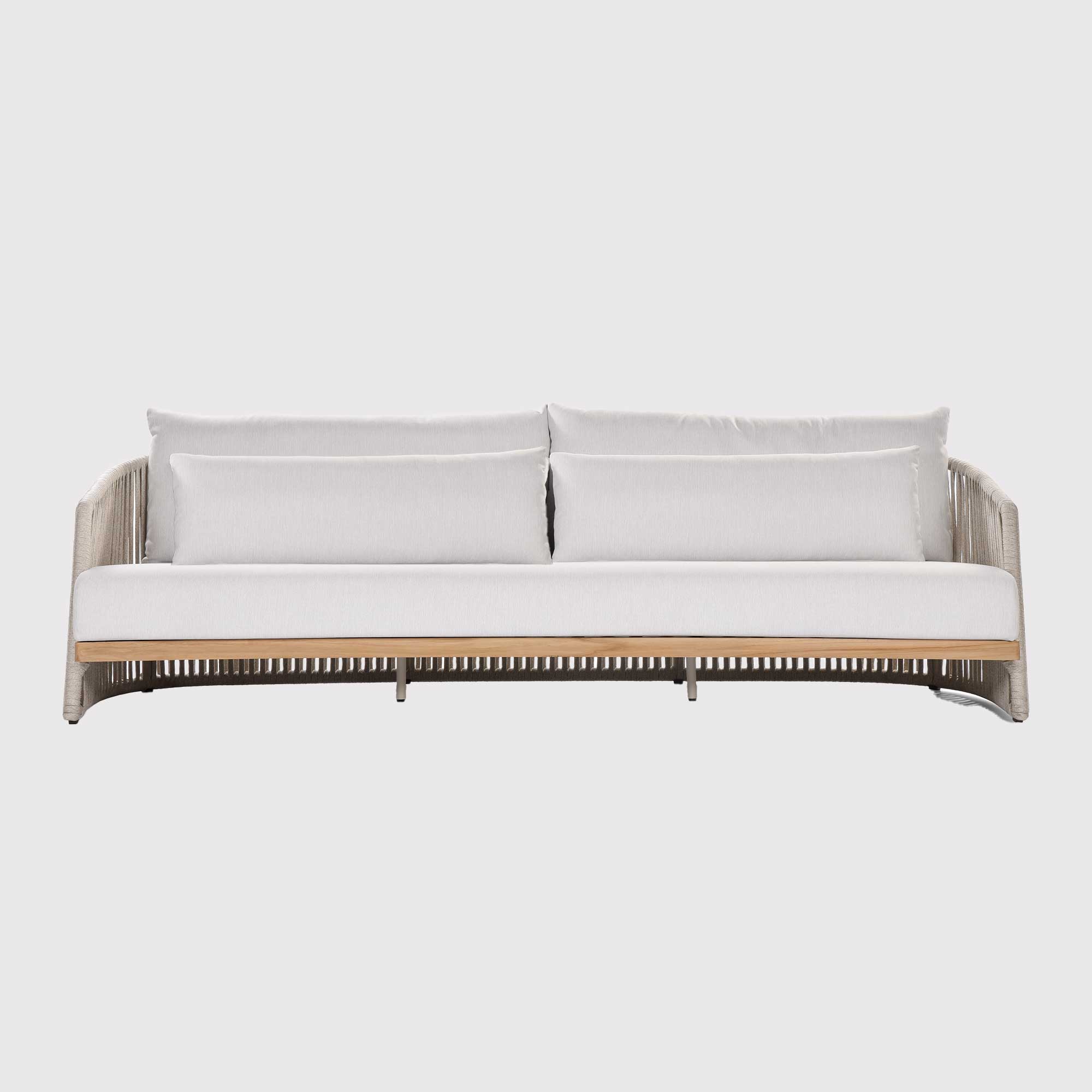 Chania Grey and Teak and Rope Weave Garden Sofa
