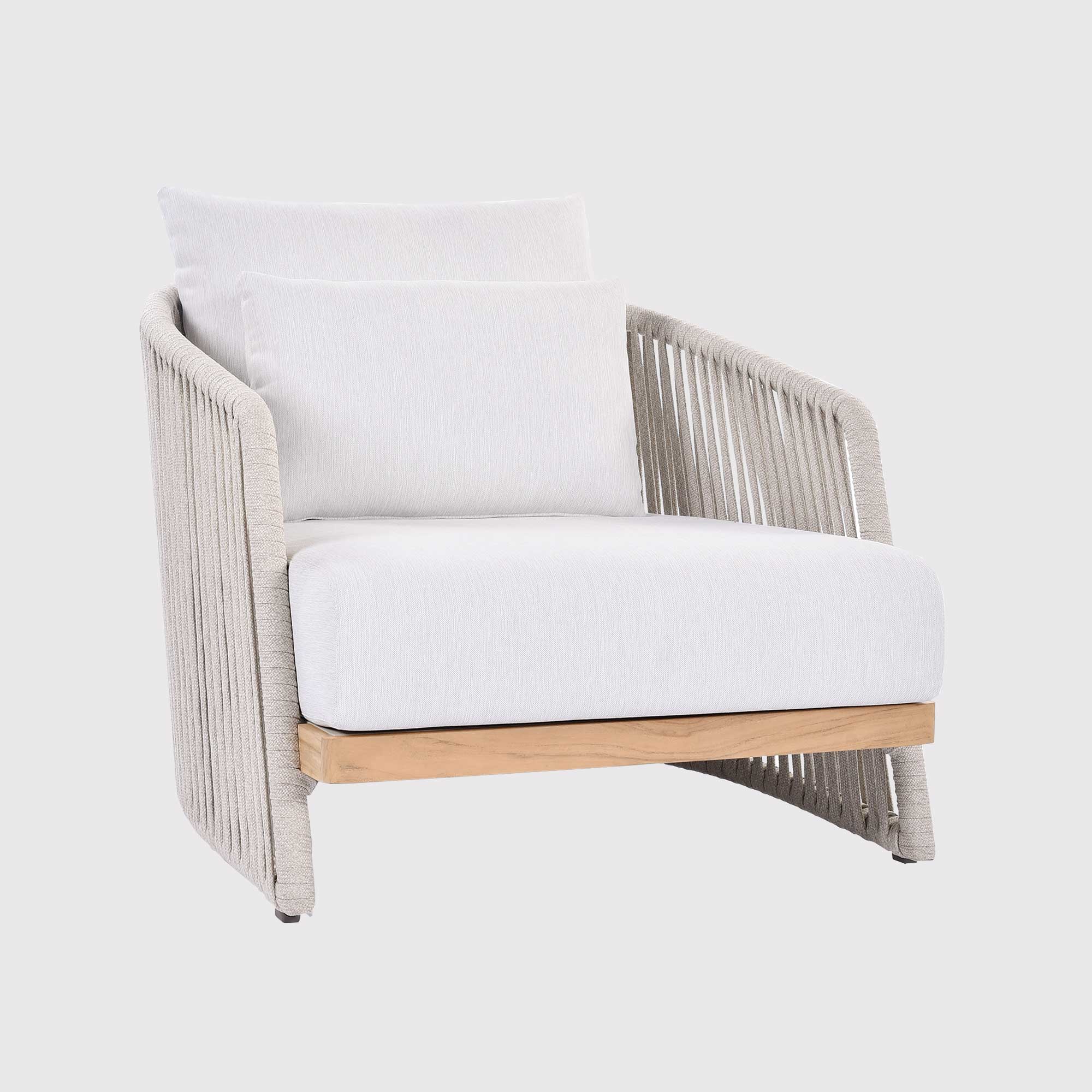 Chania Grey and Teak and Rope Weave Garden Chair