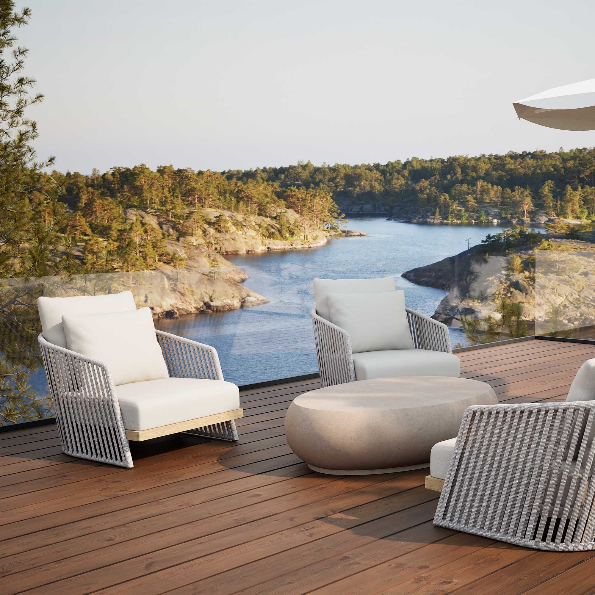 Chania Grey and Teak and Rope Weave Garden Chair