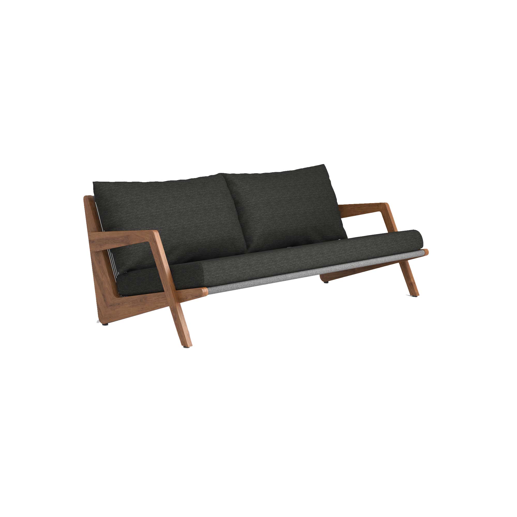 Tahiti Black and Teak Rope Weave Garden Sofa