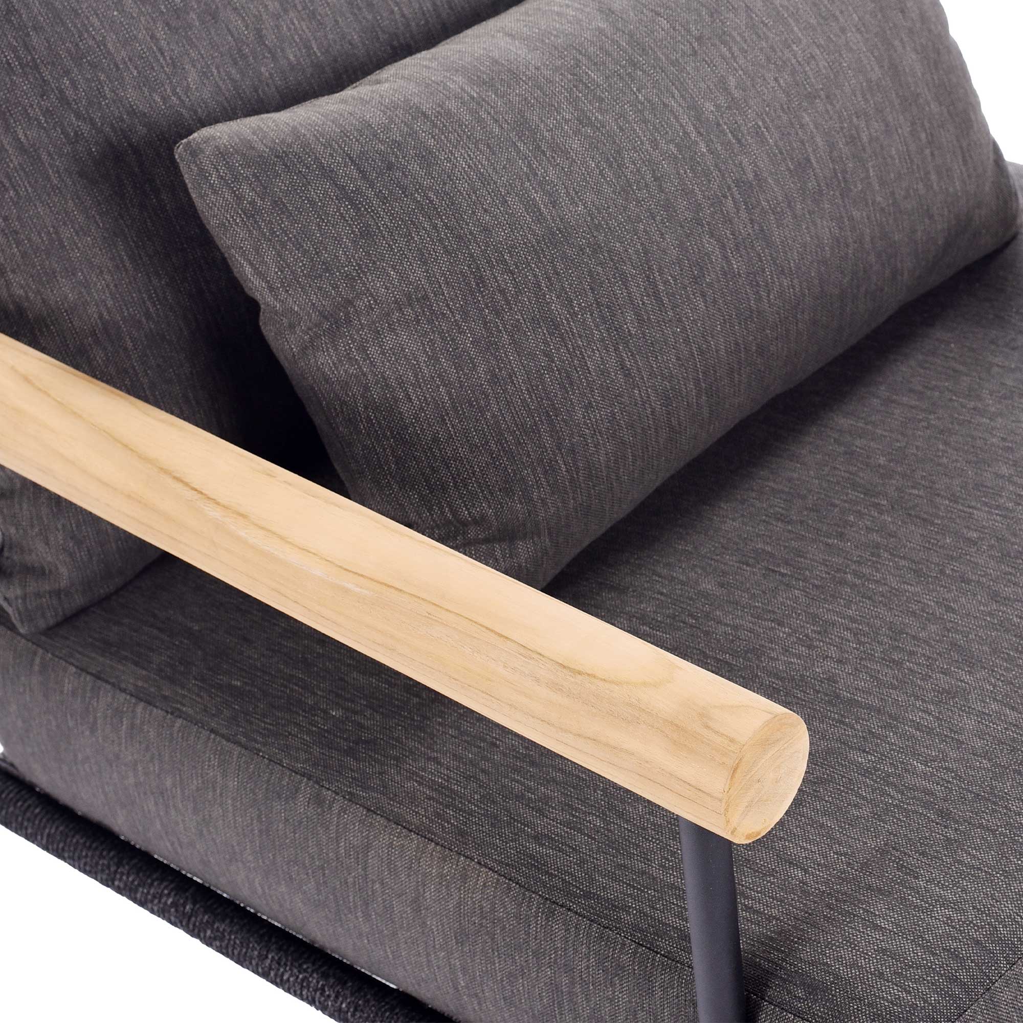 Zanzibar Black and Teak Garden Chair, Aluminium Black Sand and Teak