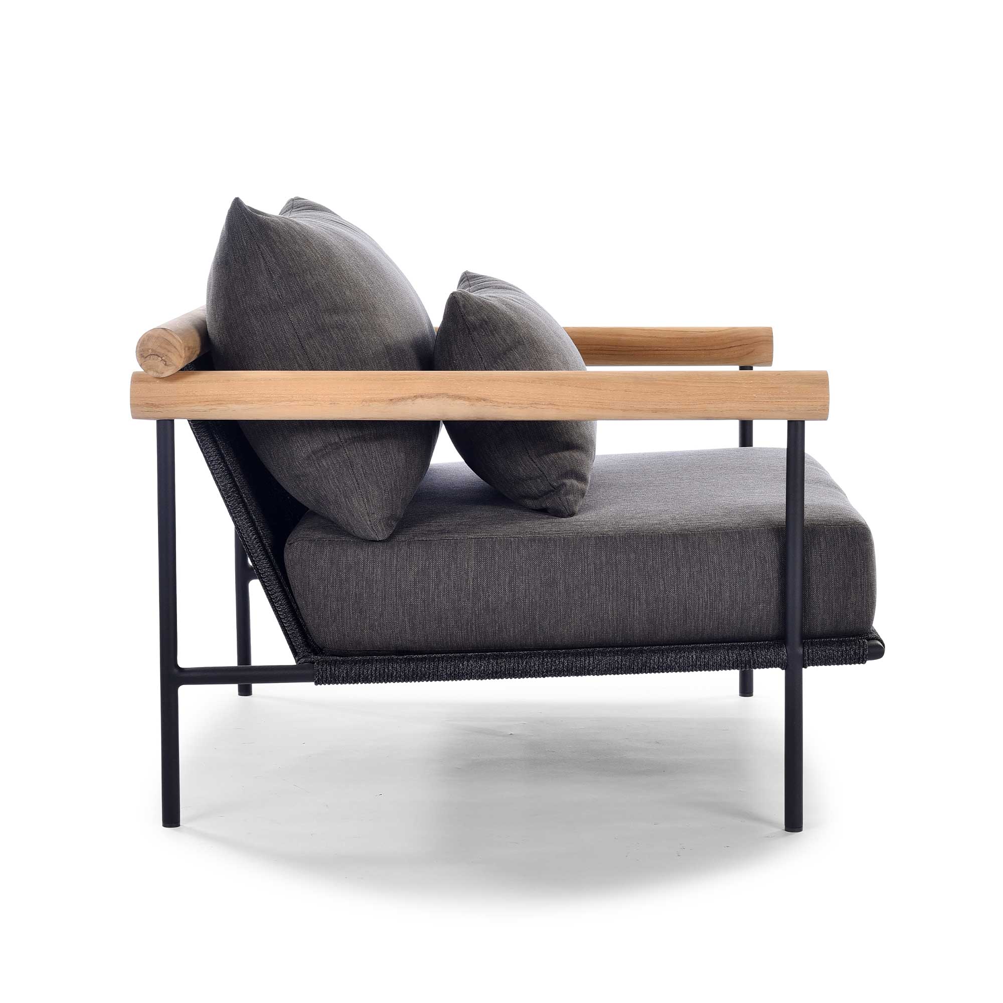 Zanzibar Black and Teak Garden Chair, Aluminium Black Sand and Teak