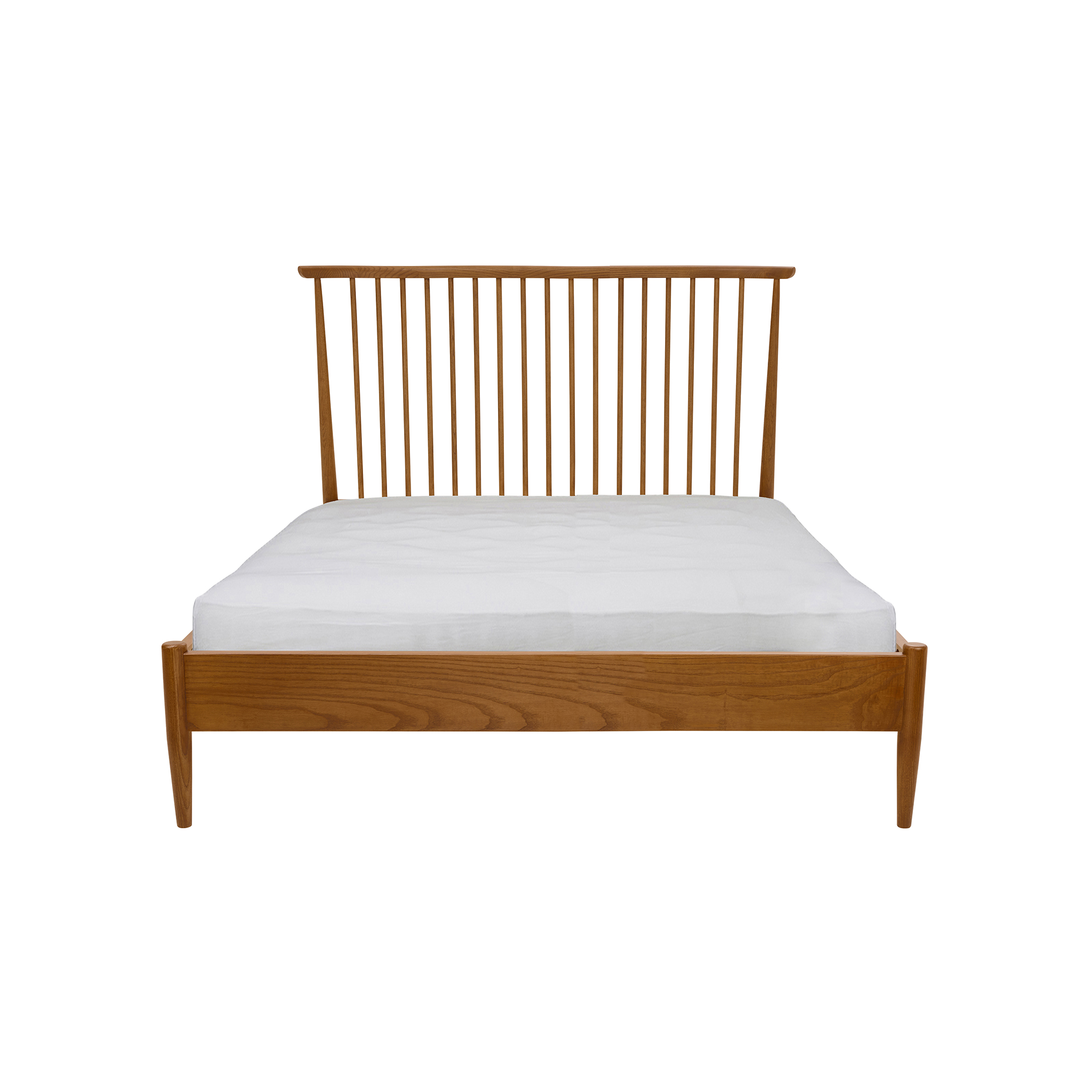 Salina Vintage Ash Double Spindle Headboard Bed , Ash Wood.
