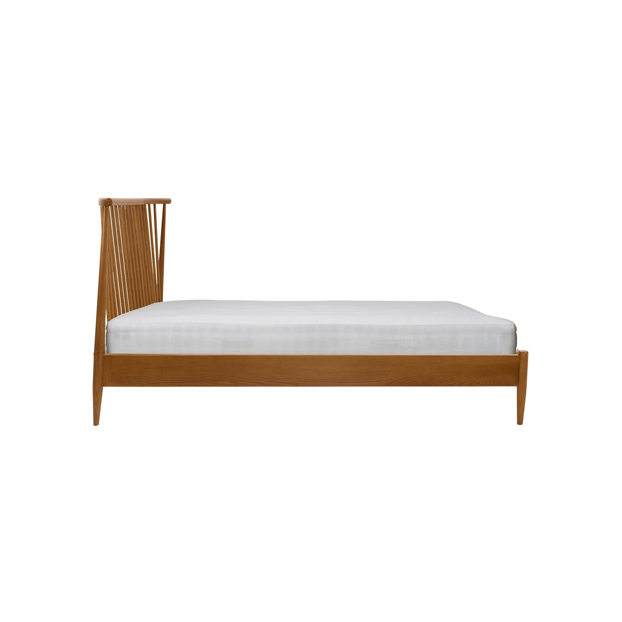 Salina Vintage Ash Double Spindle Headboard Bed , Ash Wood.