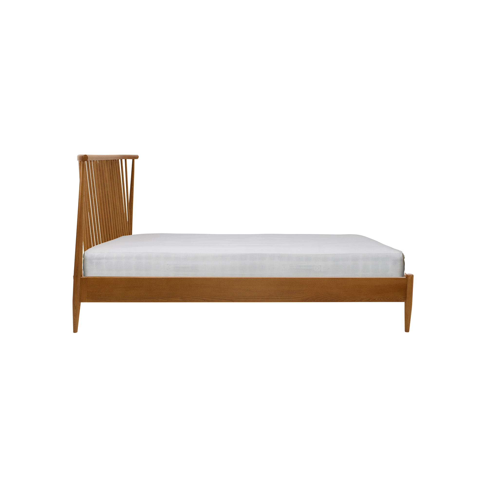 Salina Vintage Ash Kingsize Spindle Headboard Bed , Ash Wood.