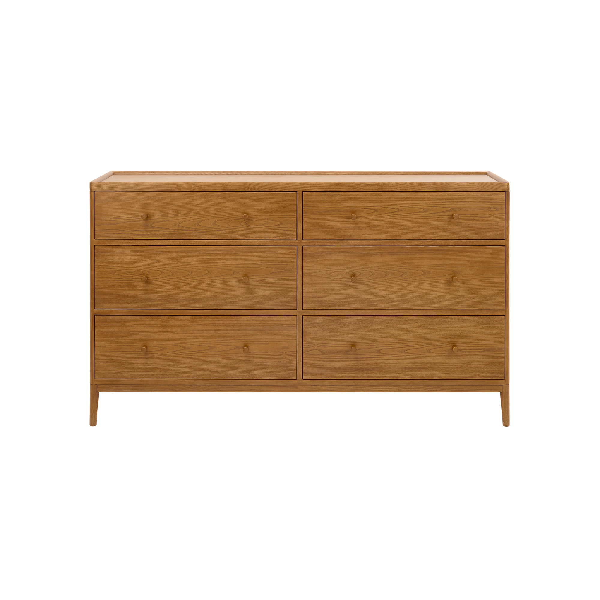 Salina Vintage Ash 6 Drawer Wide Chest, Ash Wood