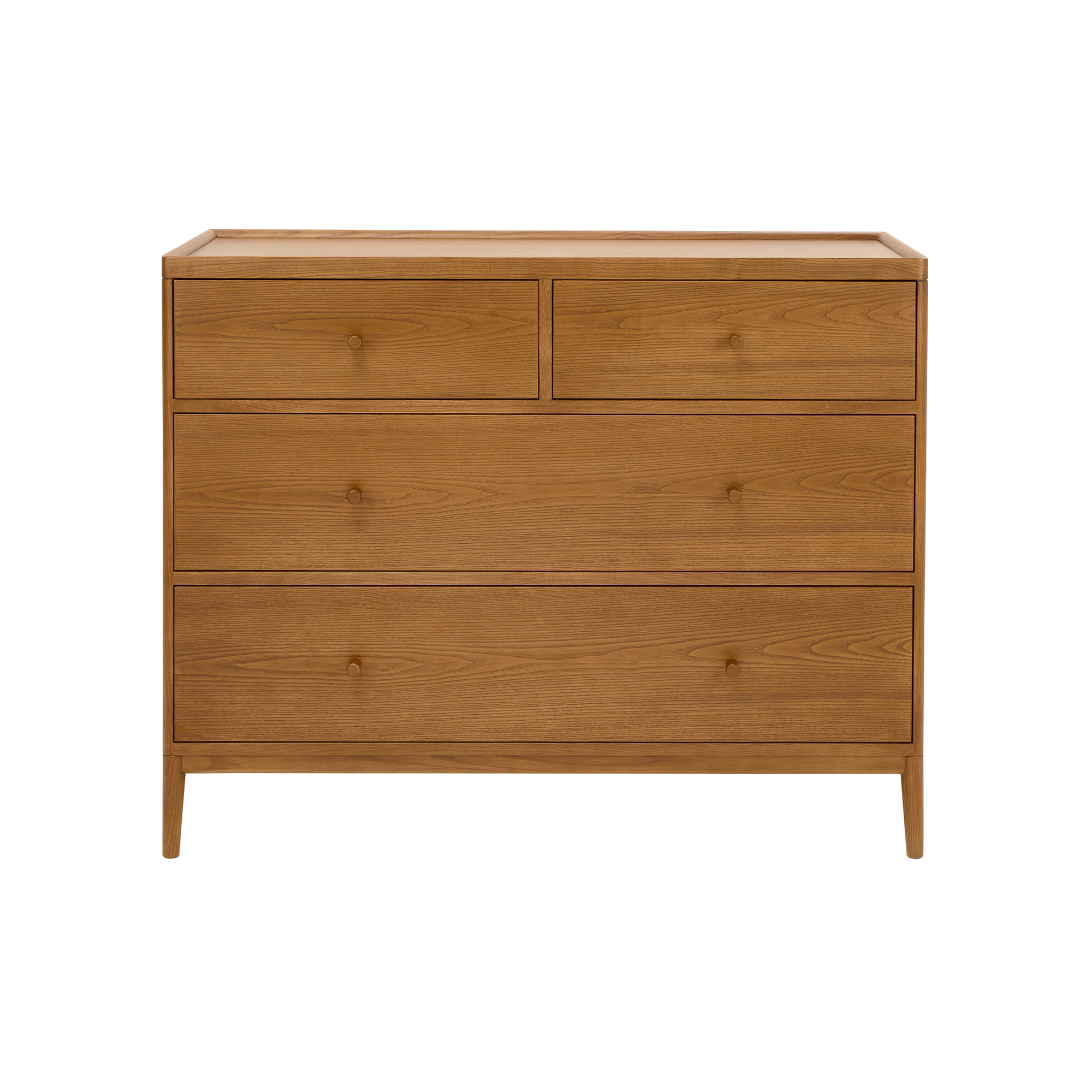 Salina Vintage Ash 4 Drawer Wide Chest , Ash Wood