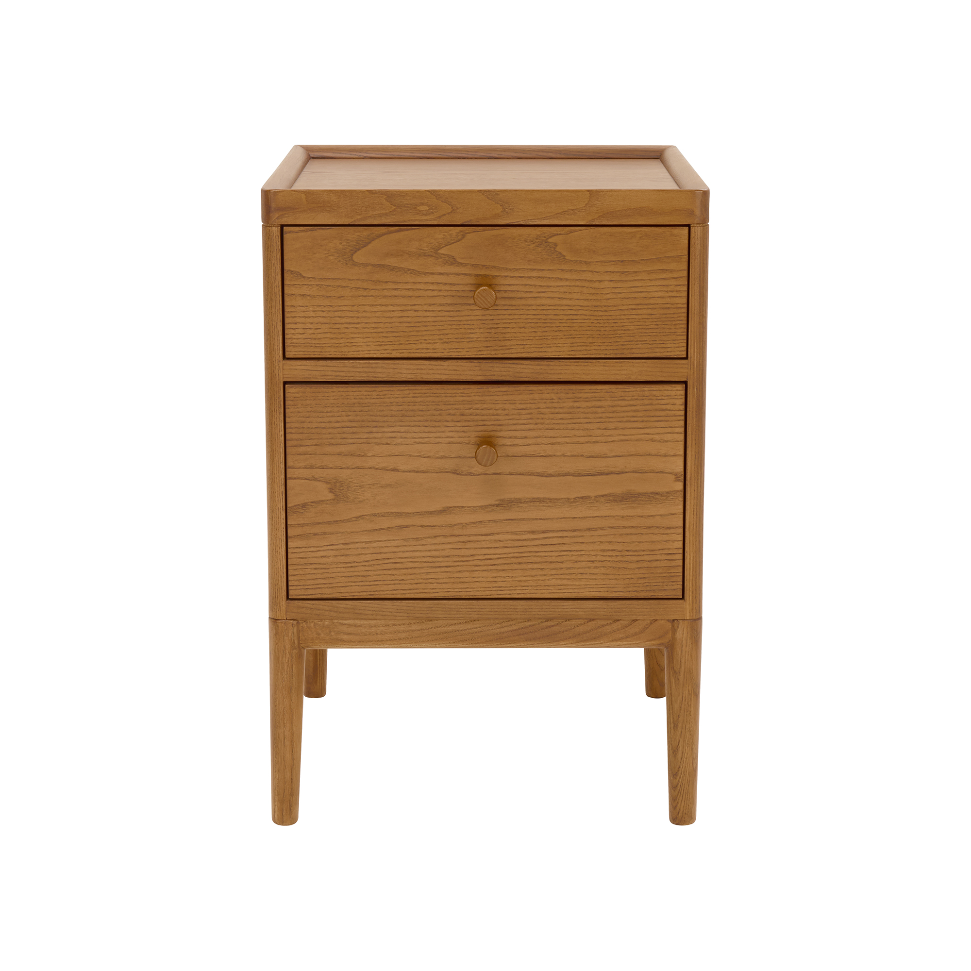 Salina Vintage Ash Two Drawer Bedside Cabinet , Ash Wood.