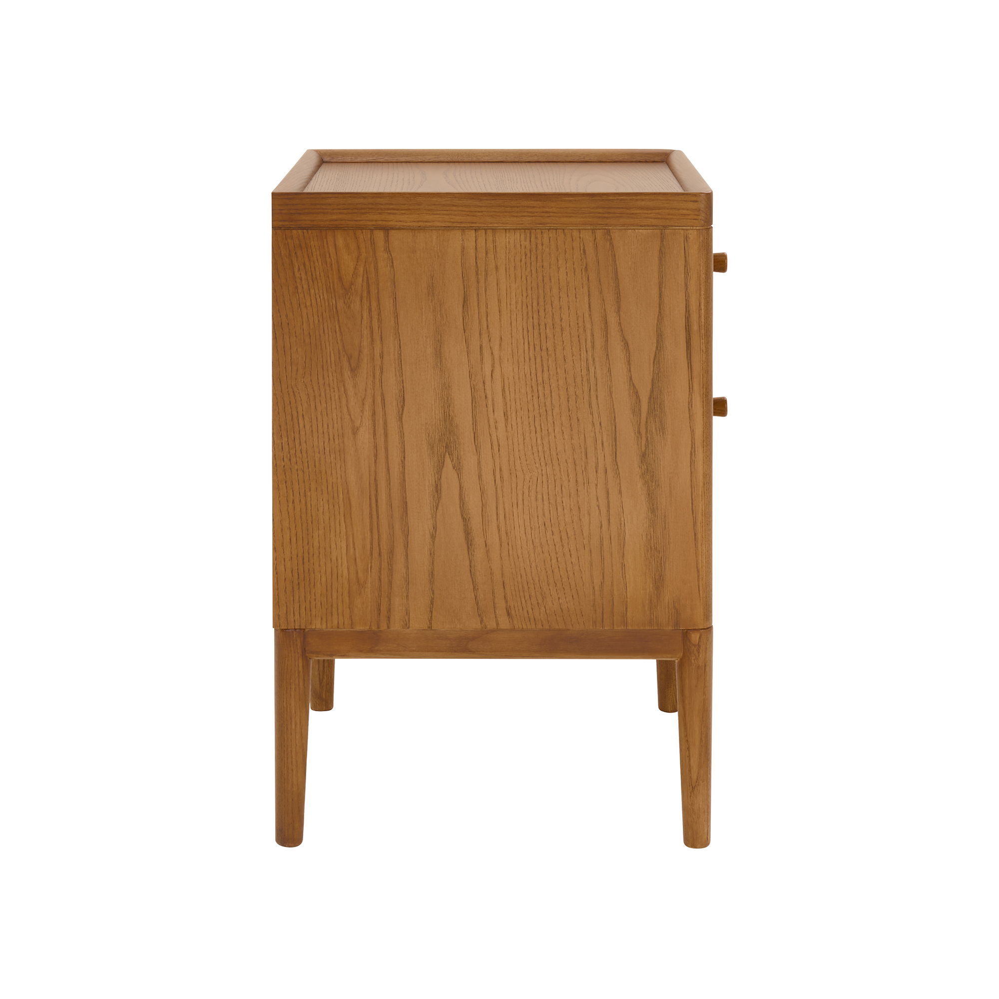 Salina Vintage Ash Two Drawer Bedside Cabinet , Ash Wood.