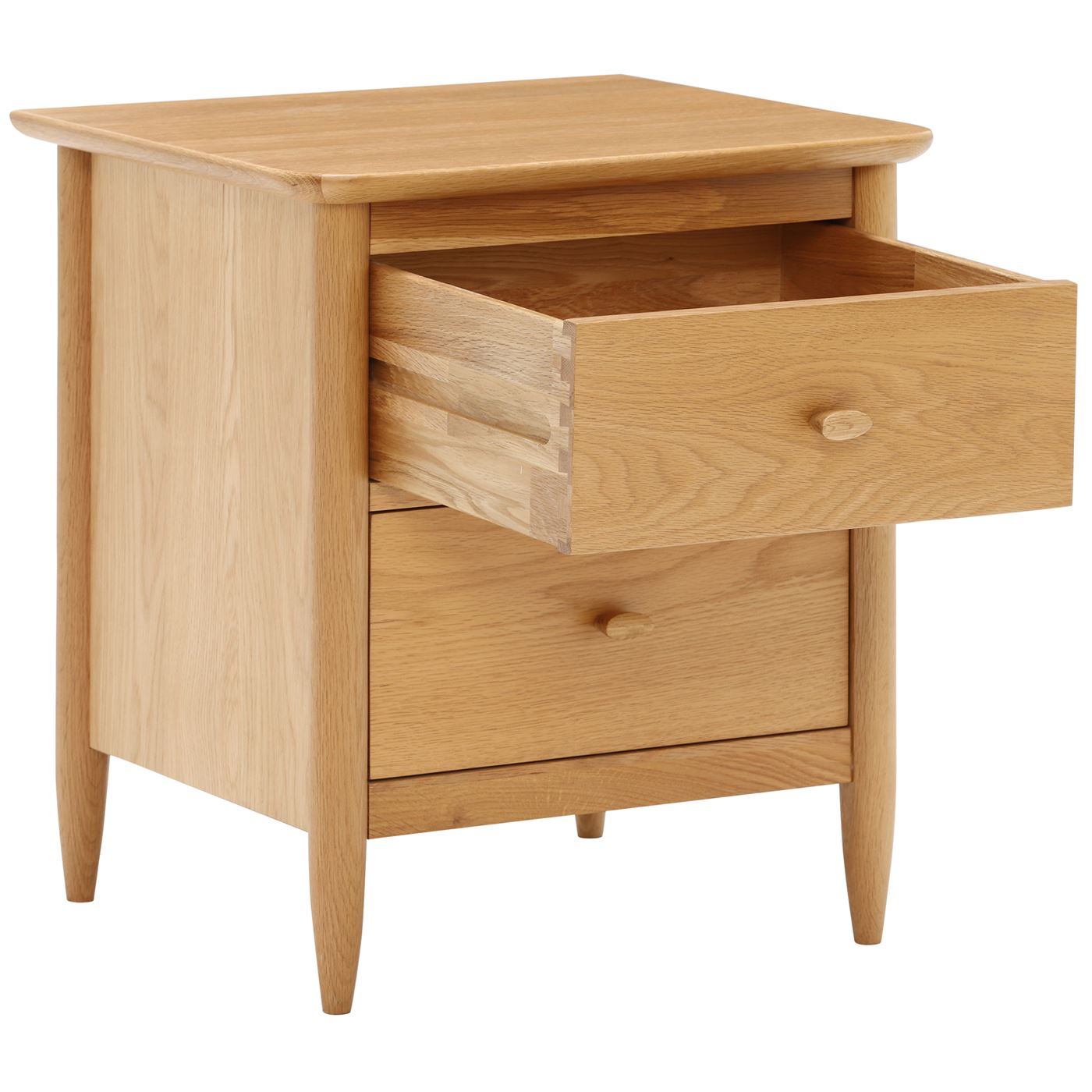 Teramo Bedroom 2 Drawer Oak Bedside Table, Oak