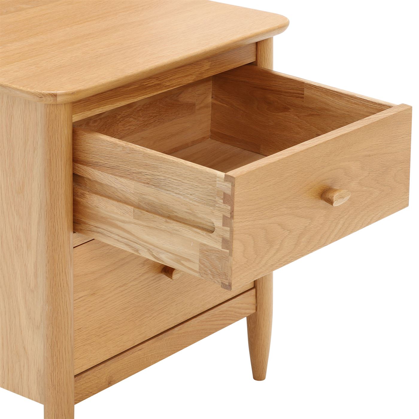 Teramo Bedroom 2 Drawer Oak Bedside Table, Oak