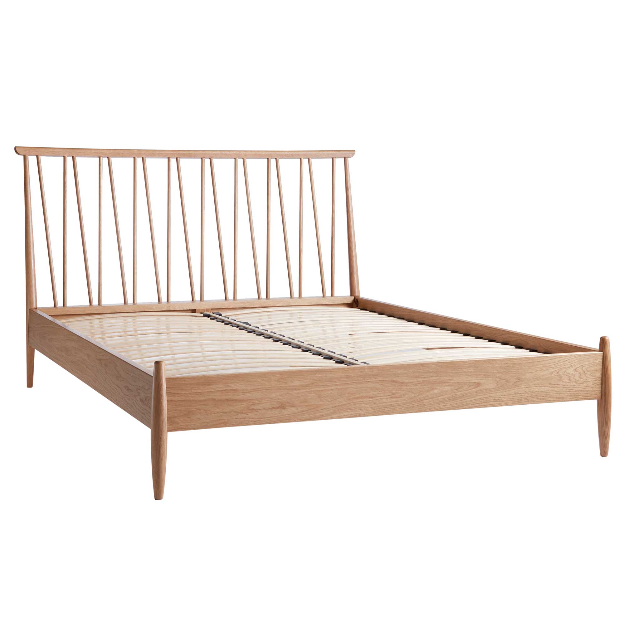 Winslow Light Wood King Size Bed Frame with Spindle Headboard, In DM Natural Finish