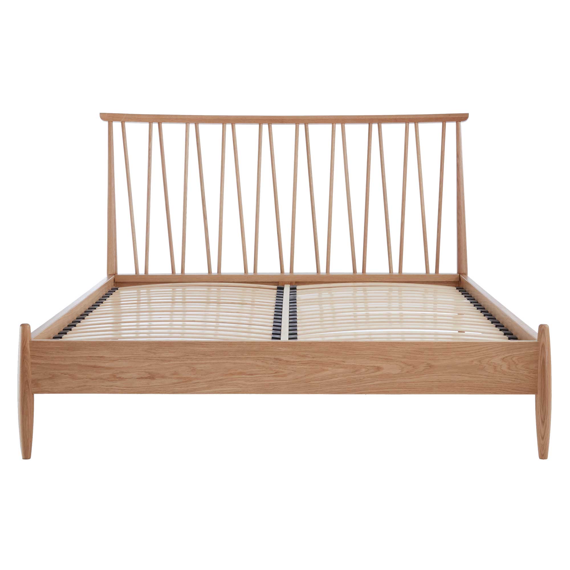 Winslow Light Wood King Size Bed Frame With Spindle Headboard In DM 
