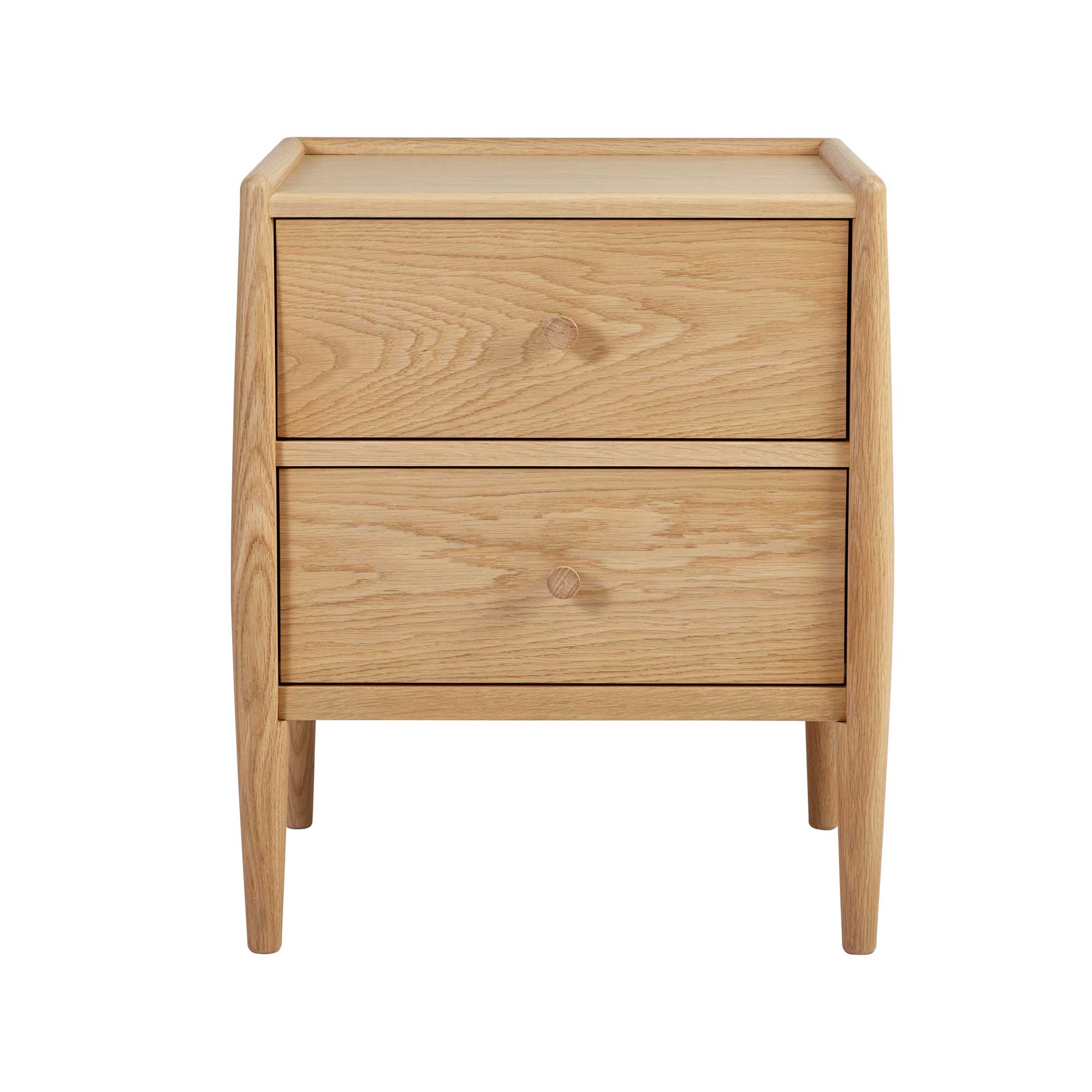 Winslow 2 Drawer Light Oak Bedside Table, In DM Natural Finish