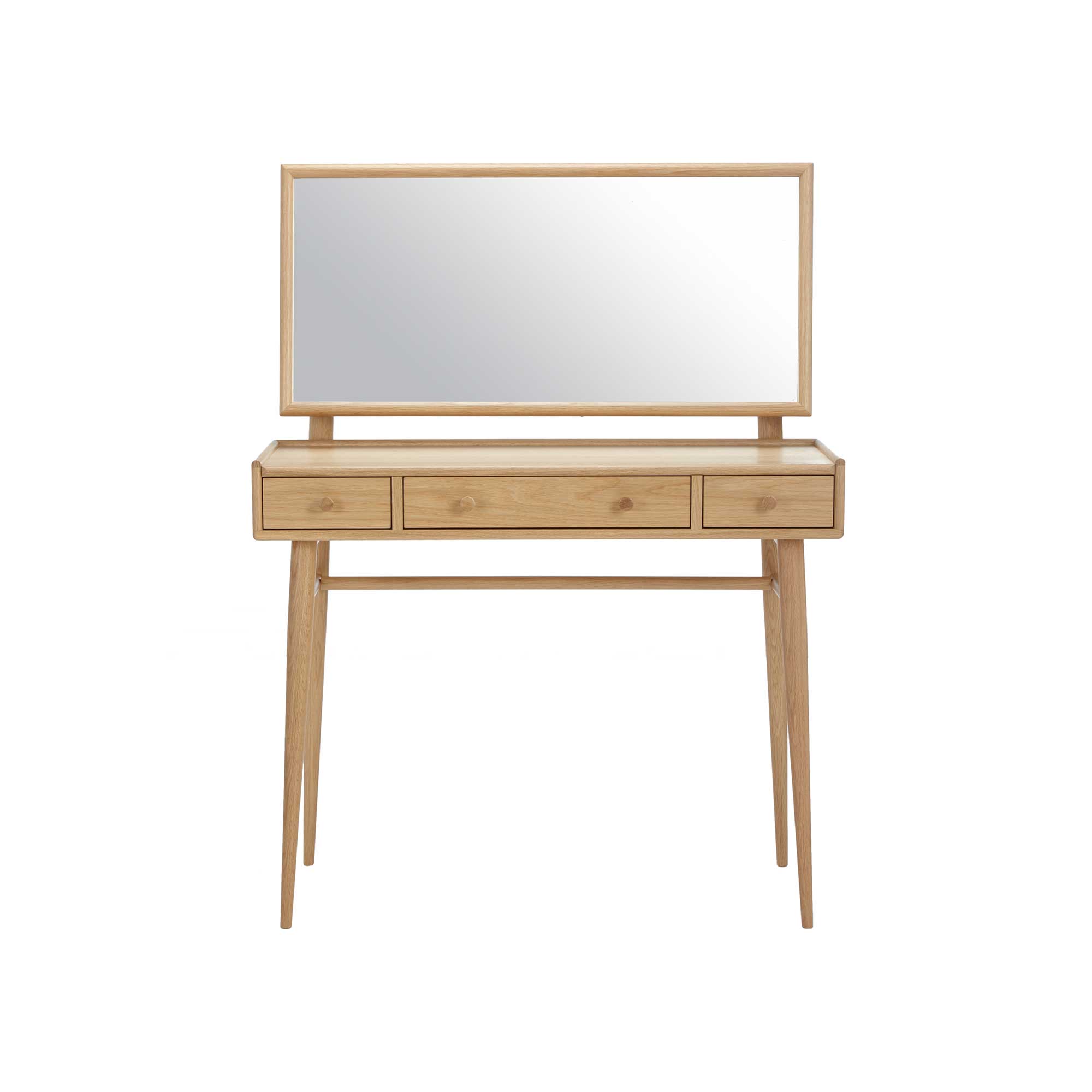 Winslow Oak Dressing Table with a Rectangular Mirror, In DM Natural Finish