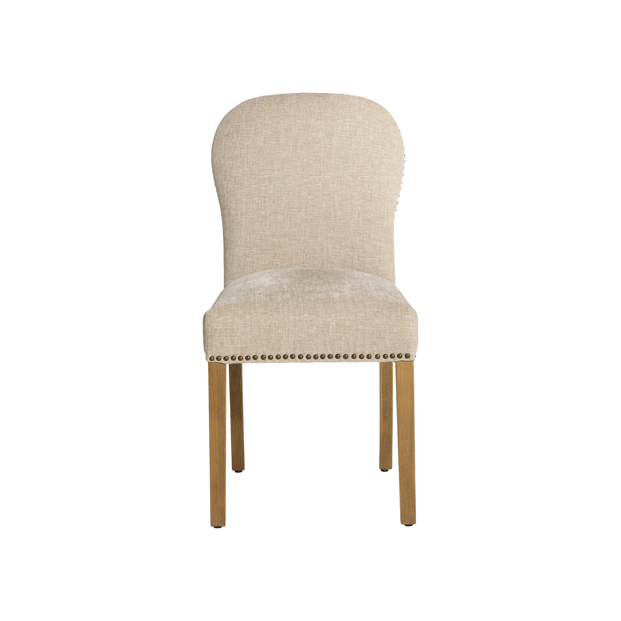Gable Dining Chair - Chenille Fabric Beige With Light Leg