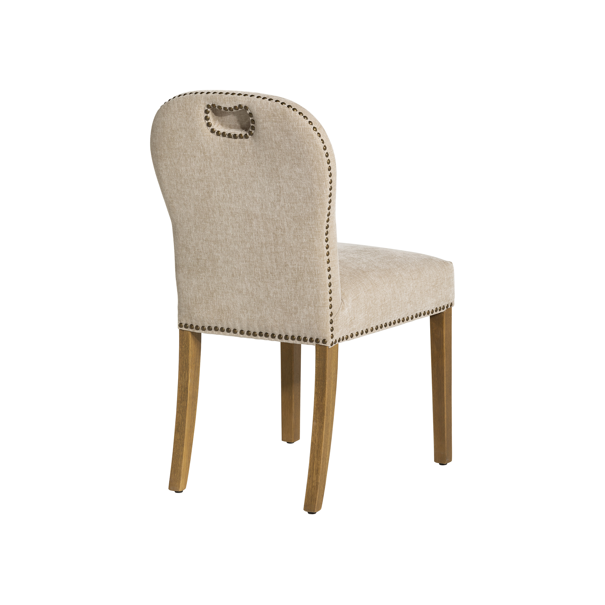 Gable Dining Chair - Chenille Fabric Beige With Light Leg