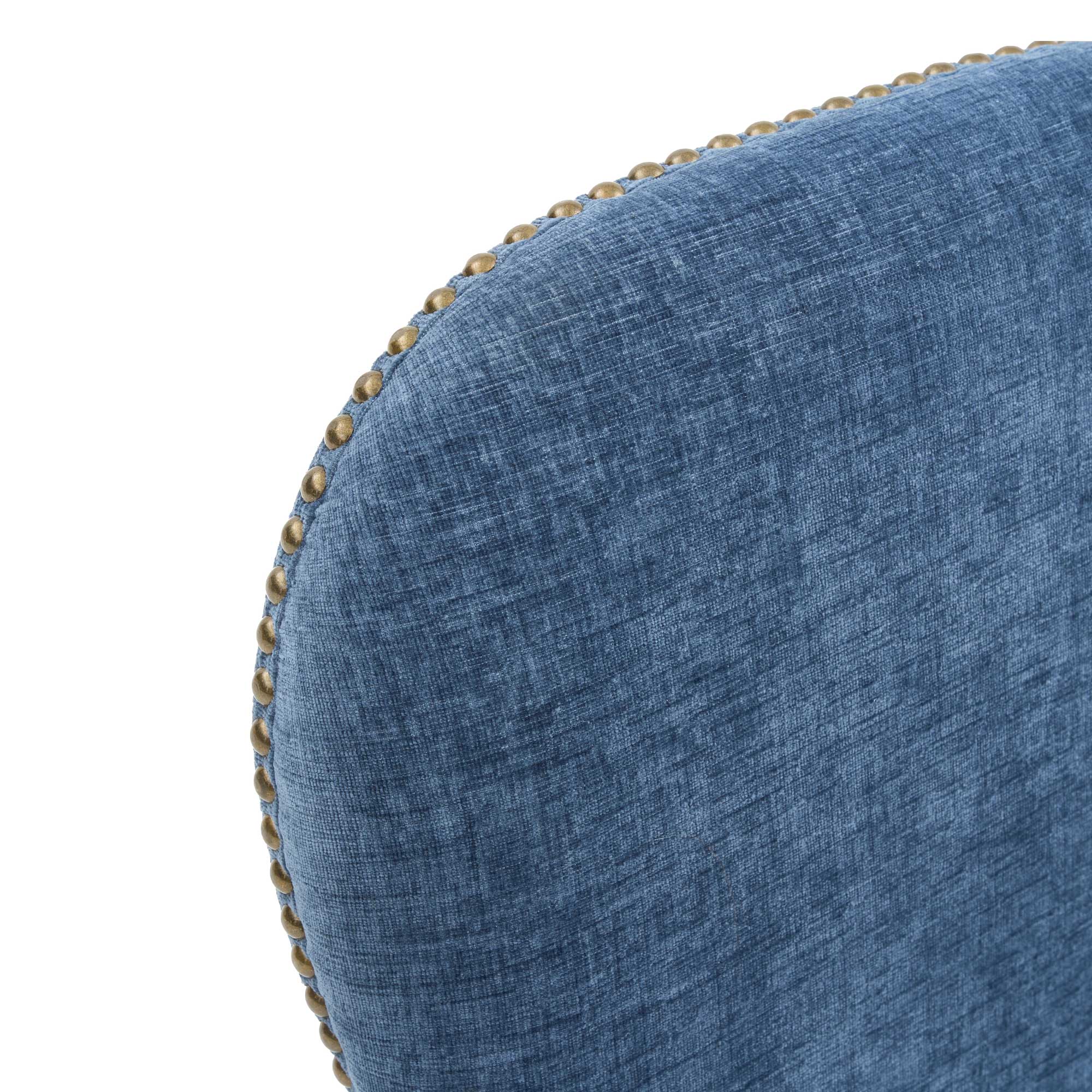 Gable Dining Chair - Chenille Fabric Blue and Dark Leg