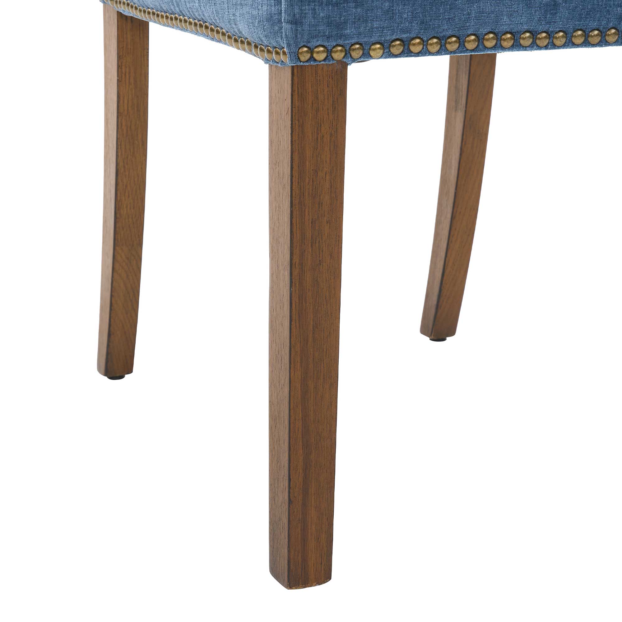 Gable Dining Chair - Chenille Fabric Blue and Dark Leg