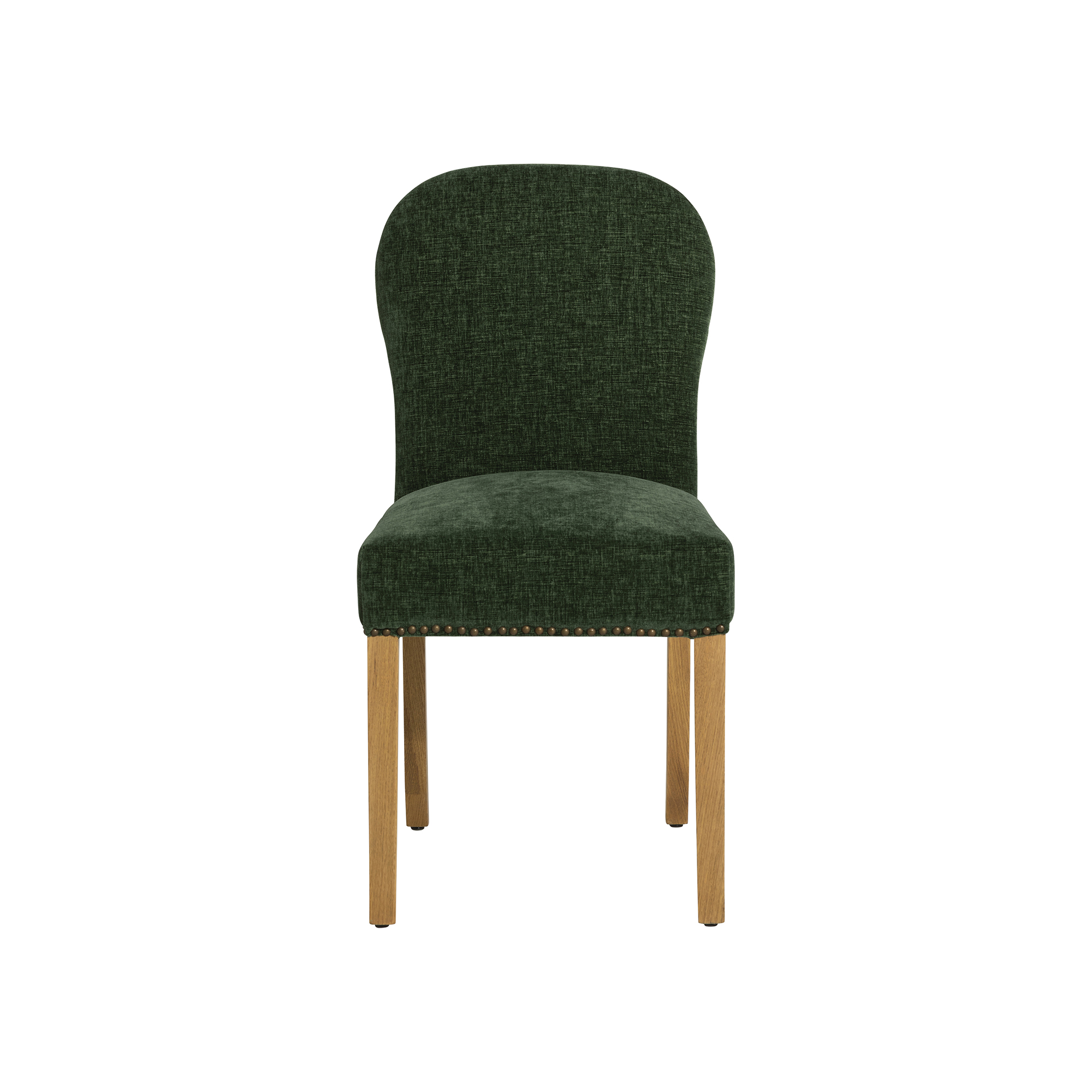 Gable Dining Chair - Chenille Fabric Green Light Leg