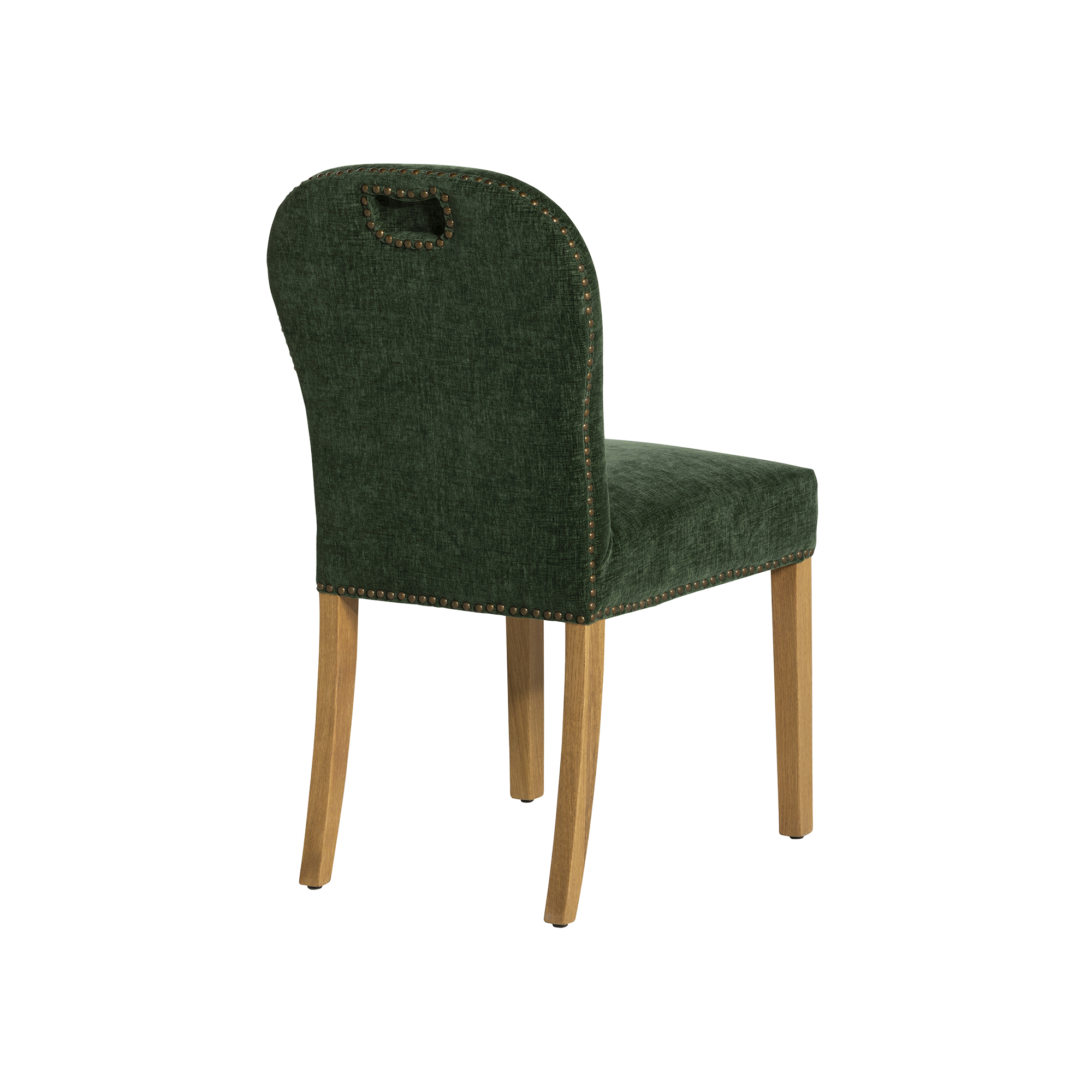 Gable Dining Chair - Chenille Fabric Green Light Leg