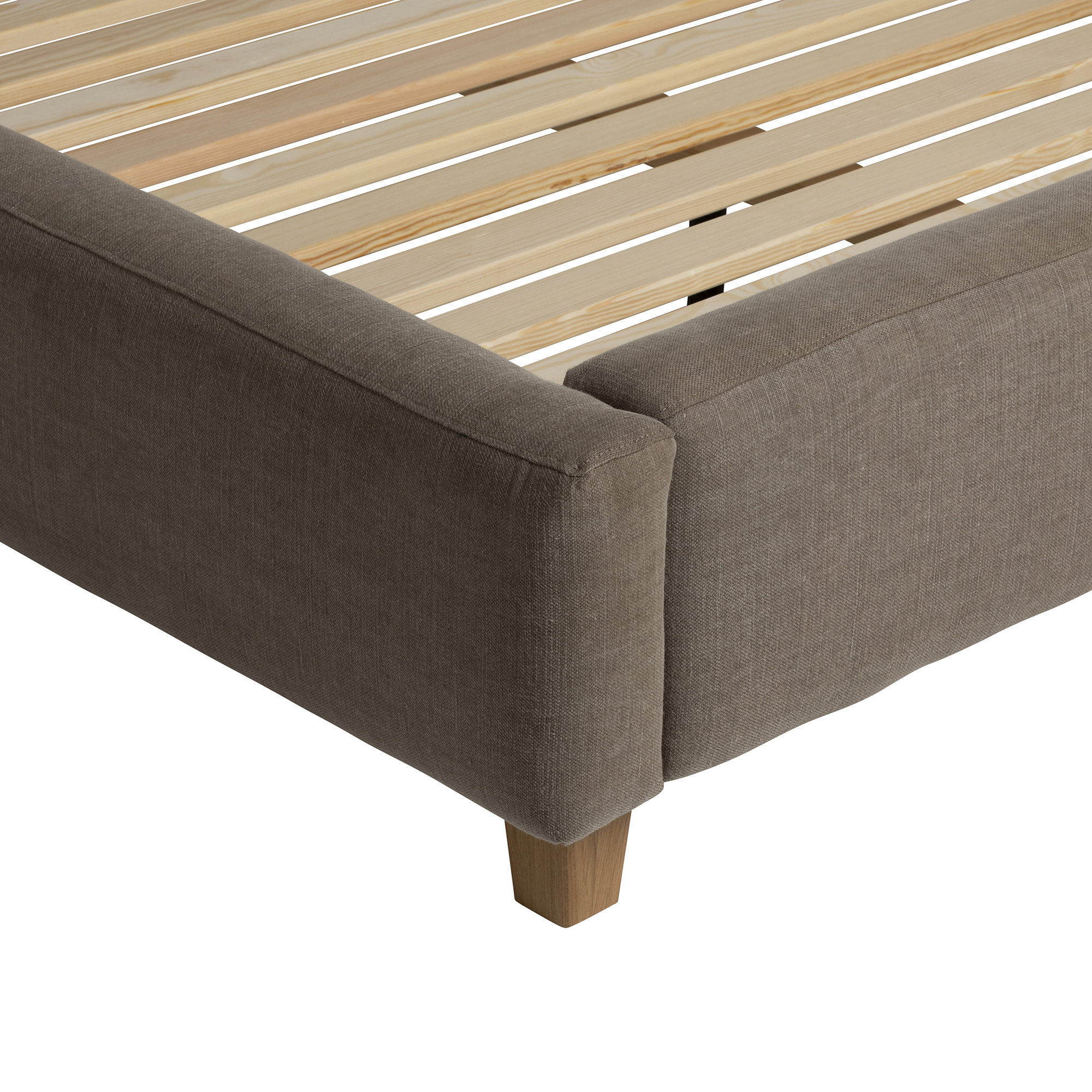 Everleigh Brown Fabric King Bed Frame, 150 x 200