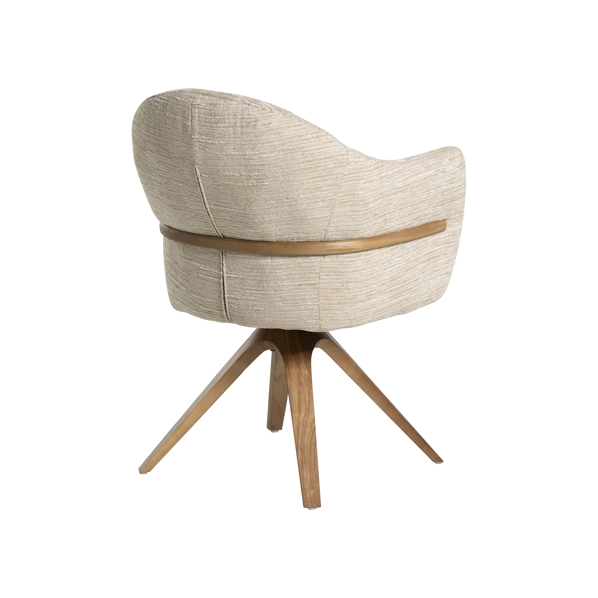 Fitzgerald Swivel Dining Chair - Berlin -110 Beige fabric with Natural #W01-3 Frame