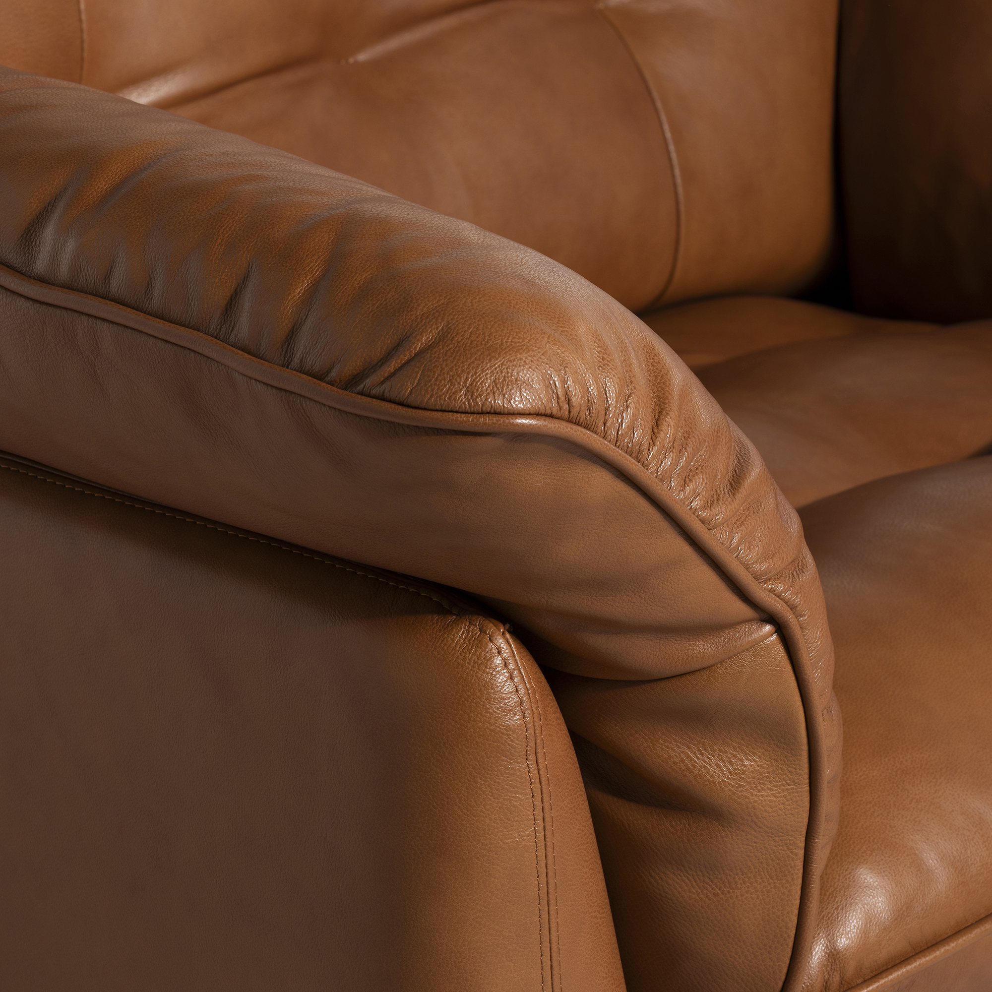 Pelle Brown Leather Armchair, Cognac Leather