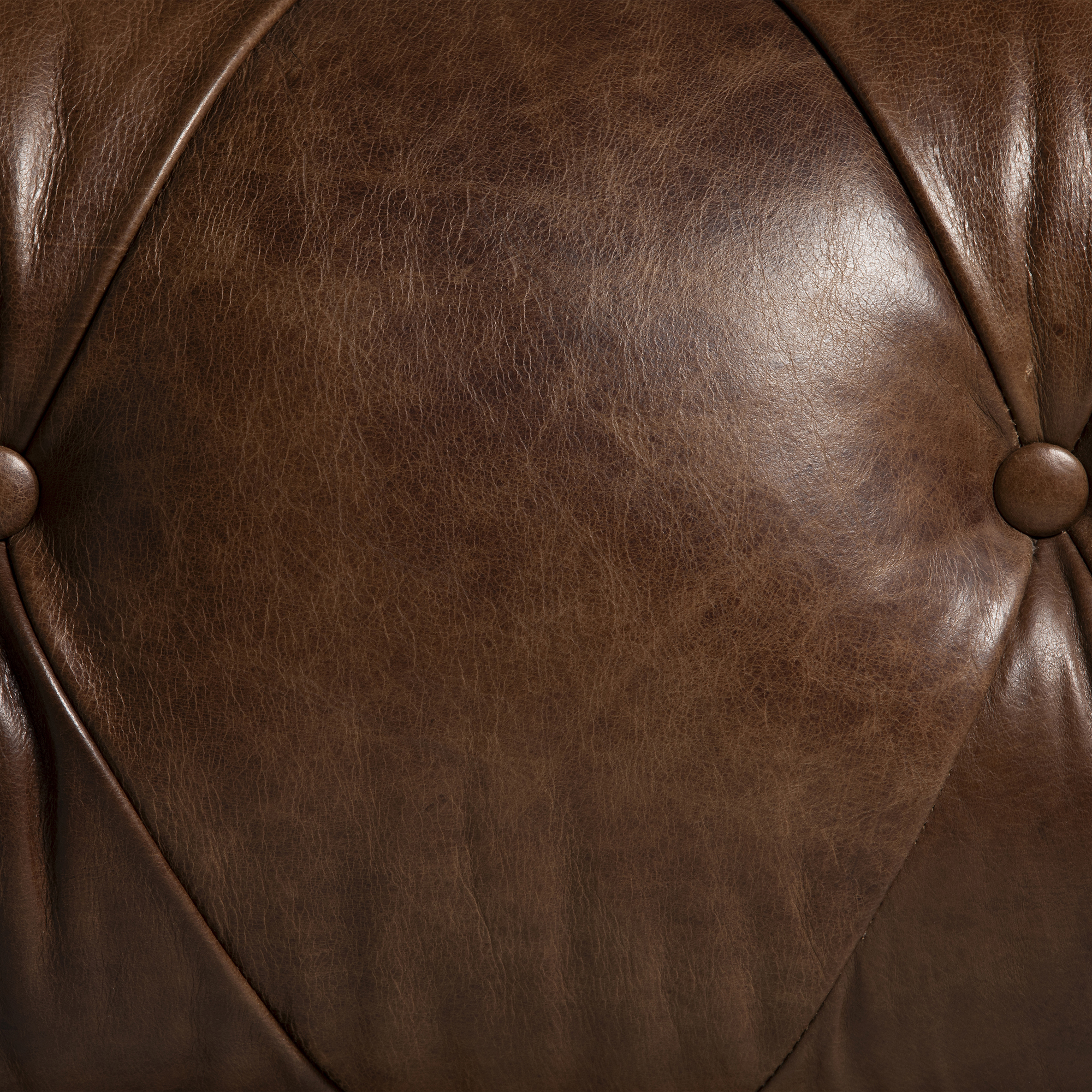 Taunton Brown Leather 4 Seater Sofa with Fabric Seat Cushions, In Roaming Valley body, Antique Brass Studs