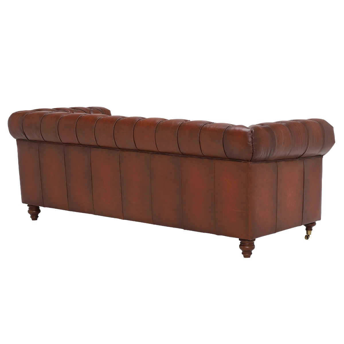 Ullswater Leather Chesterfield 3.5 Seater Sofa, Vintage Tabac Body, Brass Studs