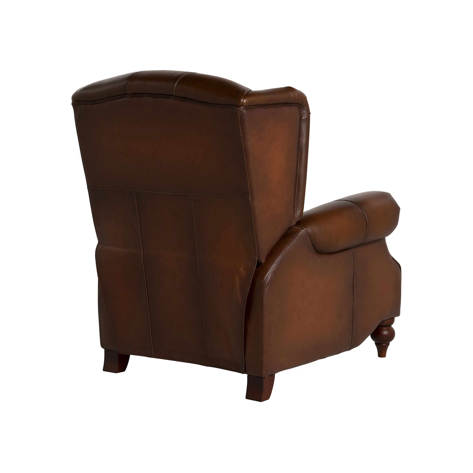 Ullswater Brown Leather Buttoned Armchair With Electric Reclining, Vintage Tobacco, Brass Studs, Mahogany Feet