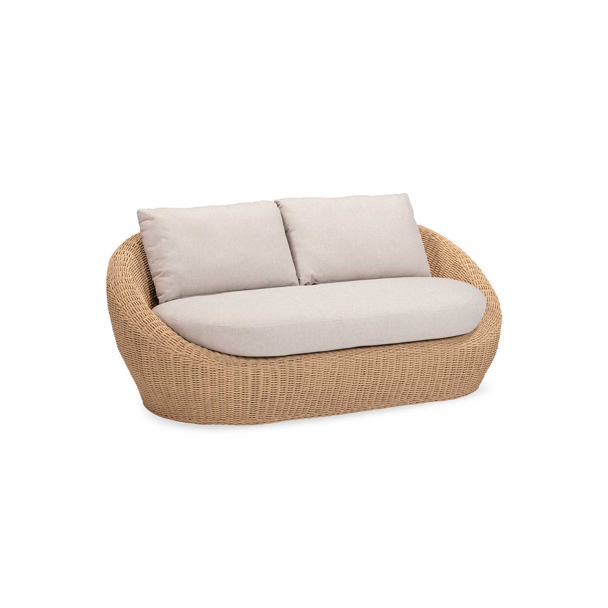 Bali Natural Wicker Garden Sofa Set, Seats 4, Slate Cement Top, Aluminium Frame