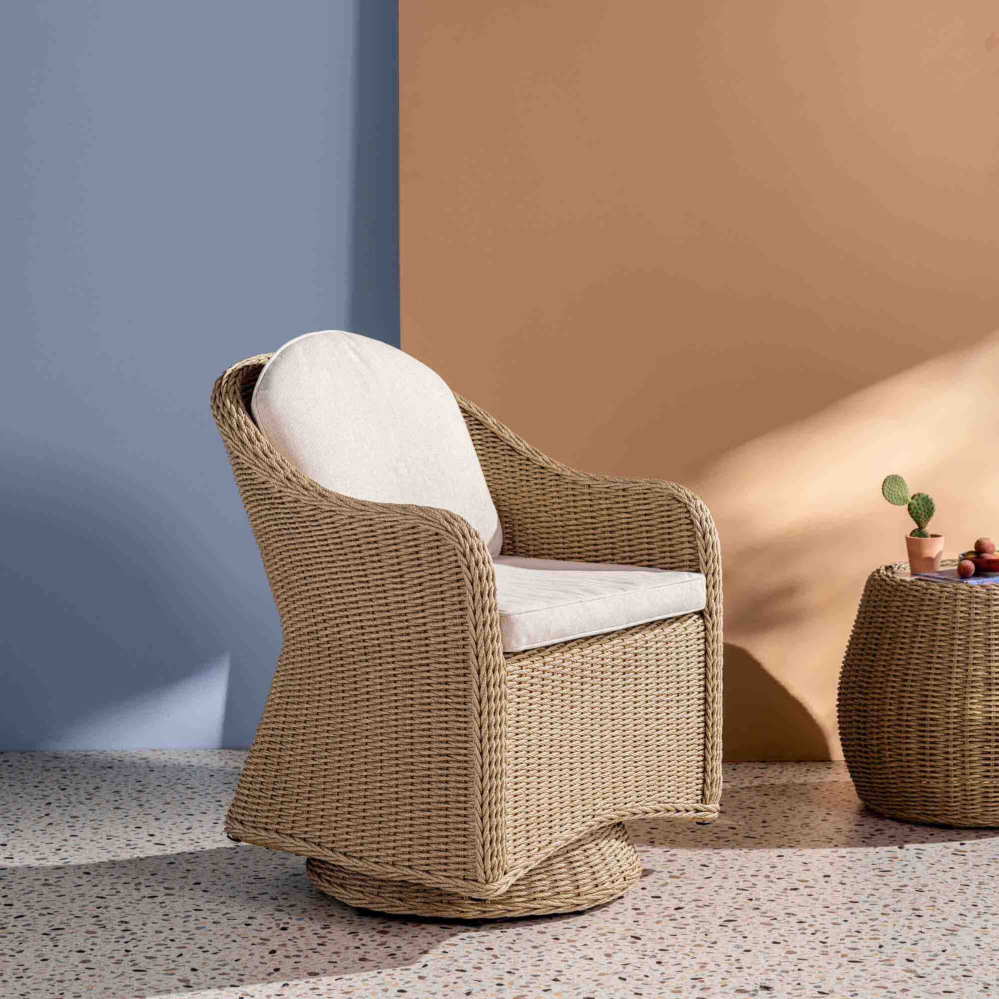 Garda 2 Seater Wicker Garden Swivel Bistro Set