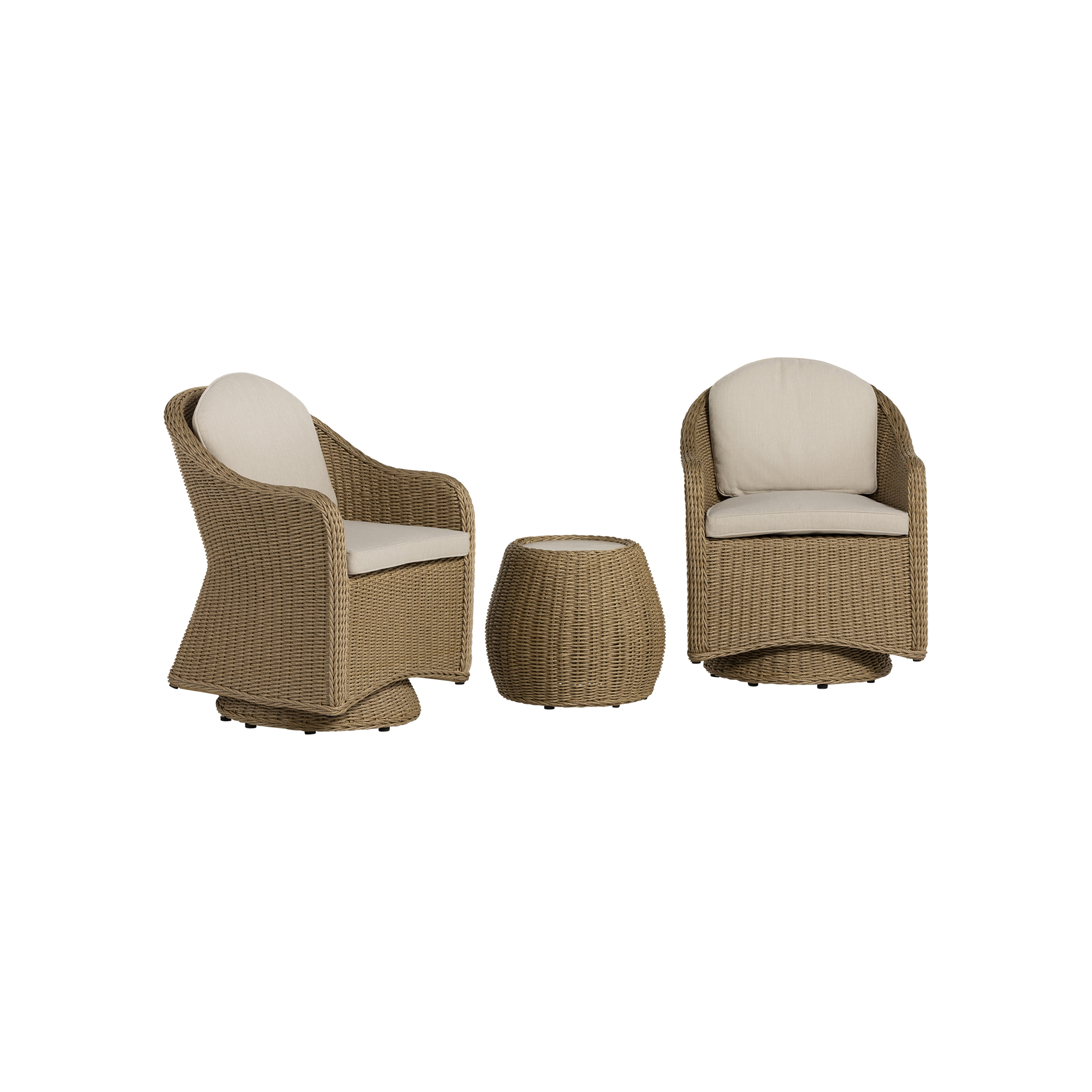 Garda 2 Seater Wicker Garden Swivel Bistro Set