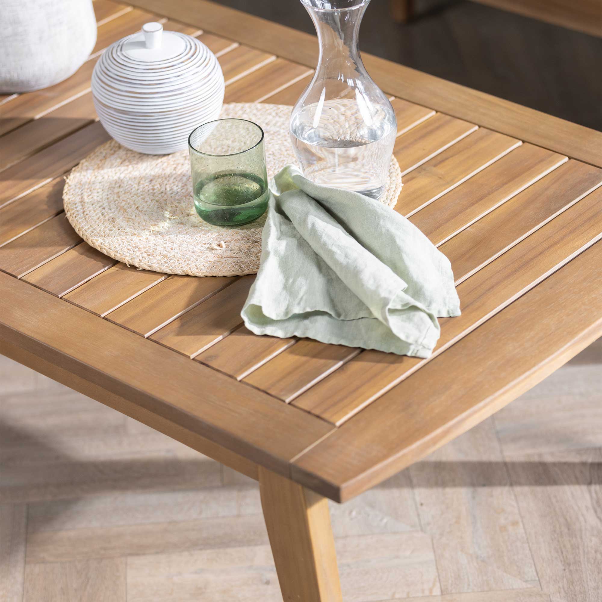 Madrid Light Wood and Weaved Rope Garden Sofa Set, Seats 5, Acacia Light Teak and Round Rope