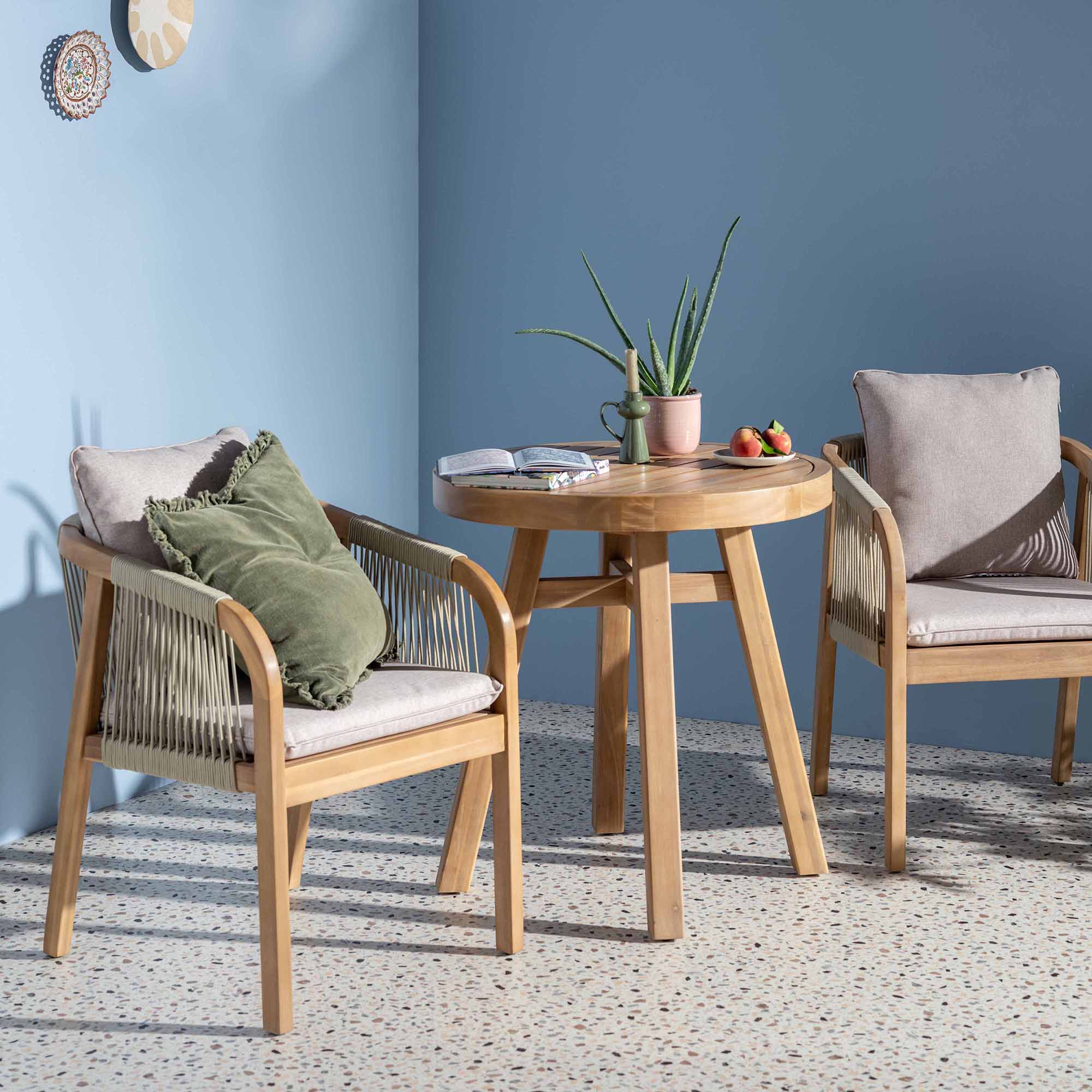 Tavira 2 Seater Garden Acacia Wood Bistro Set