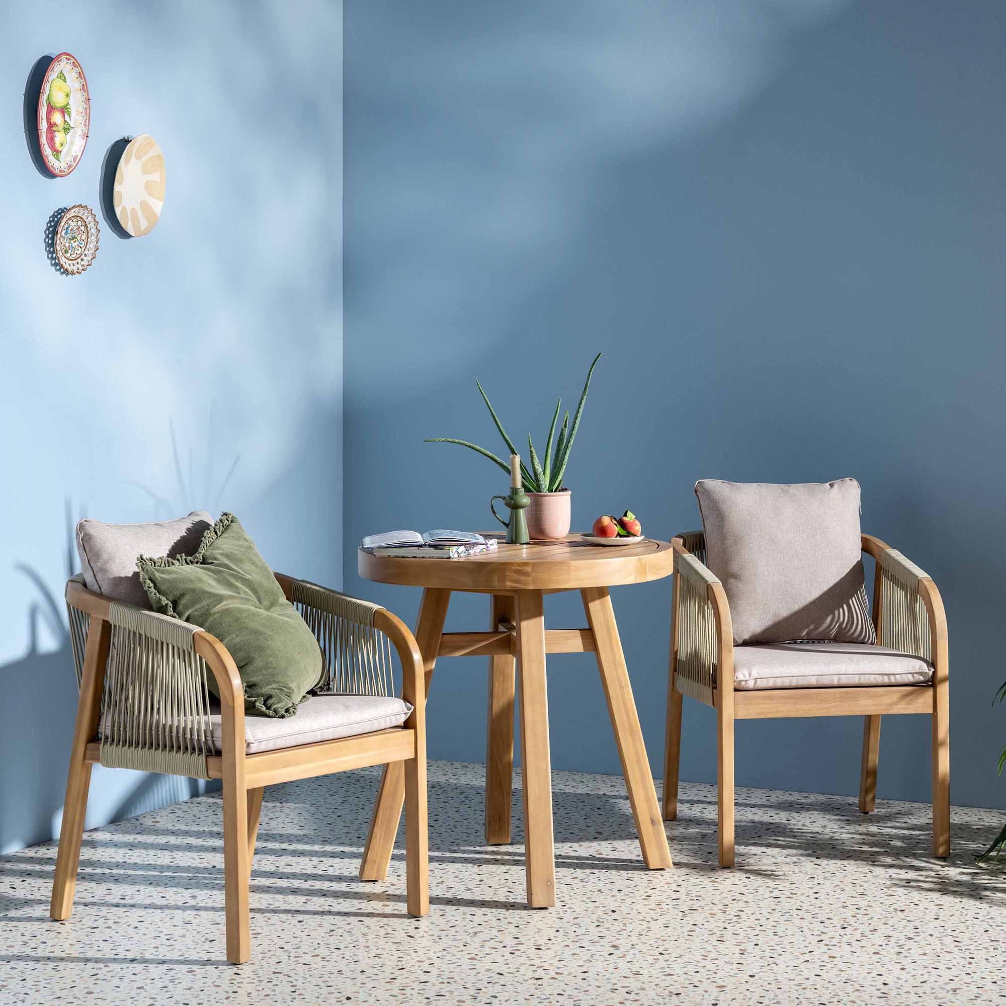 Tavira 2 Seater Garden Acacia Wood Bistro Set