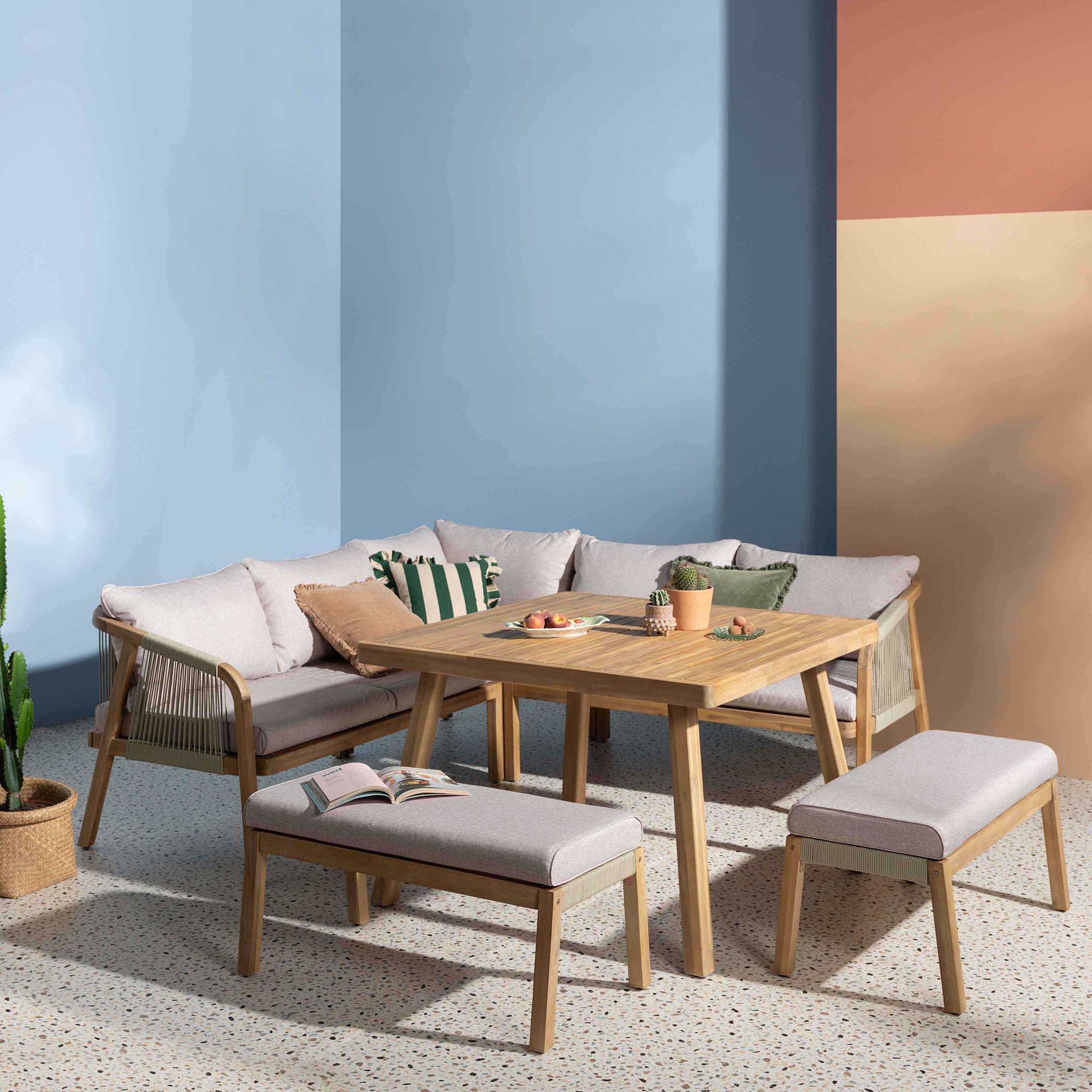 Tavira 8 Seater Acacia Wood Garden Corner Dining Set